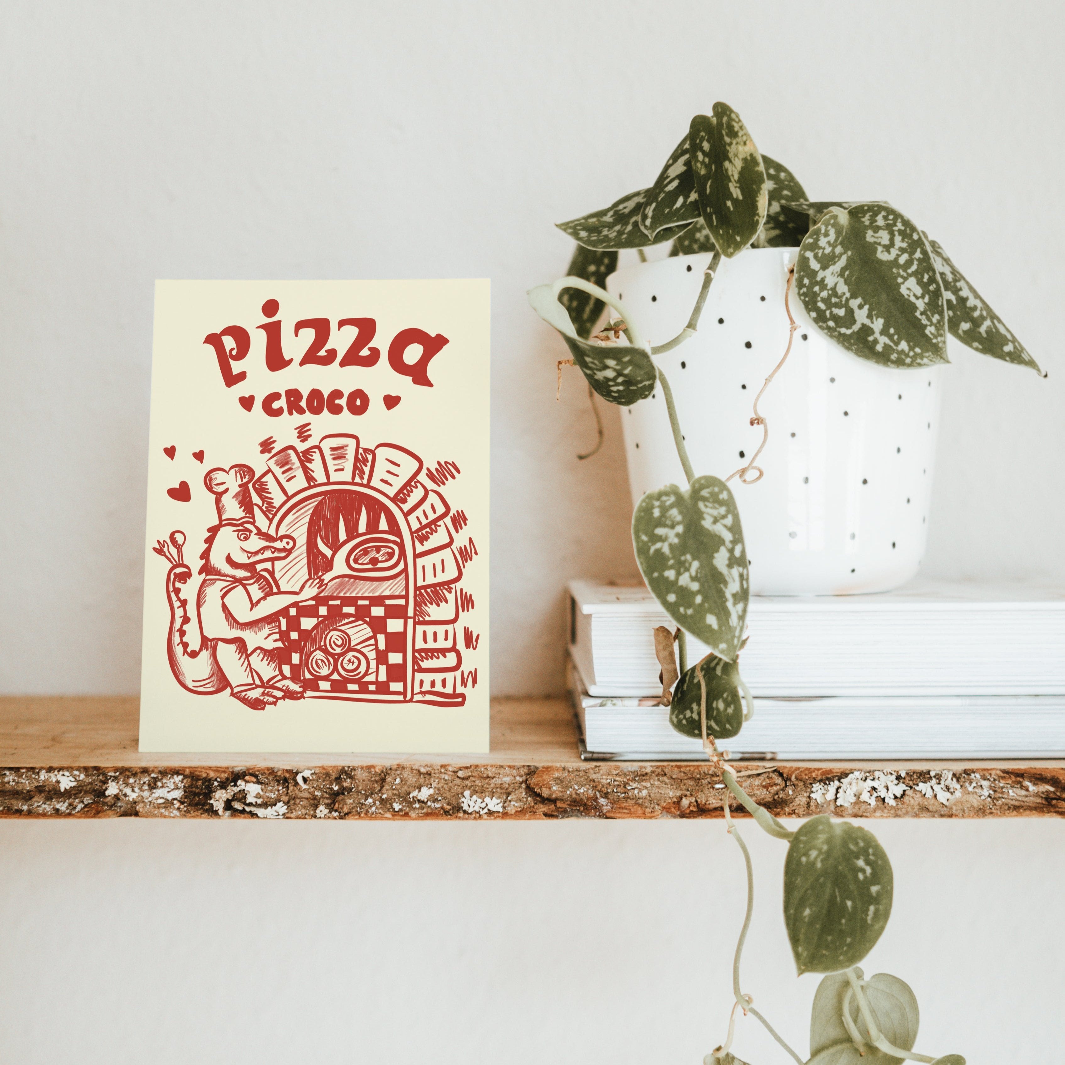 POSTCARD PIZZA MAKER CROCODILE PIZZA ITALY
