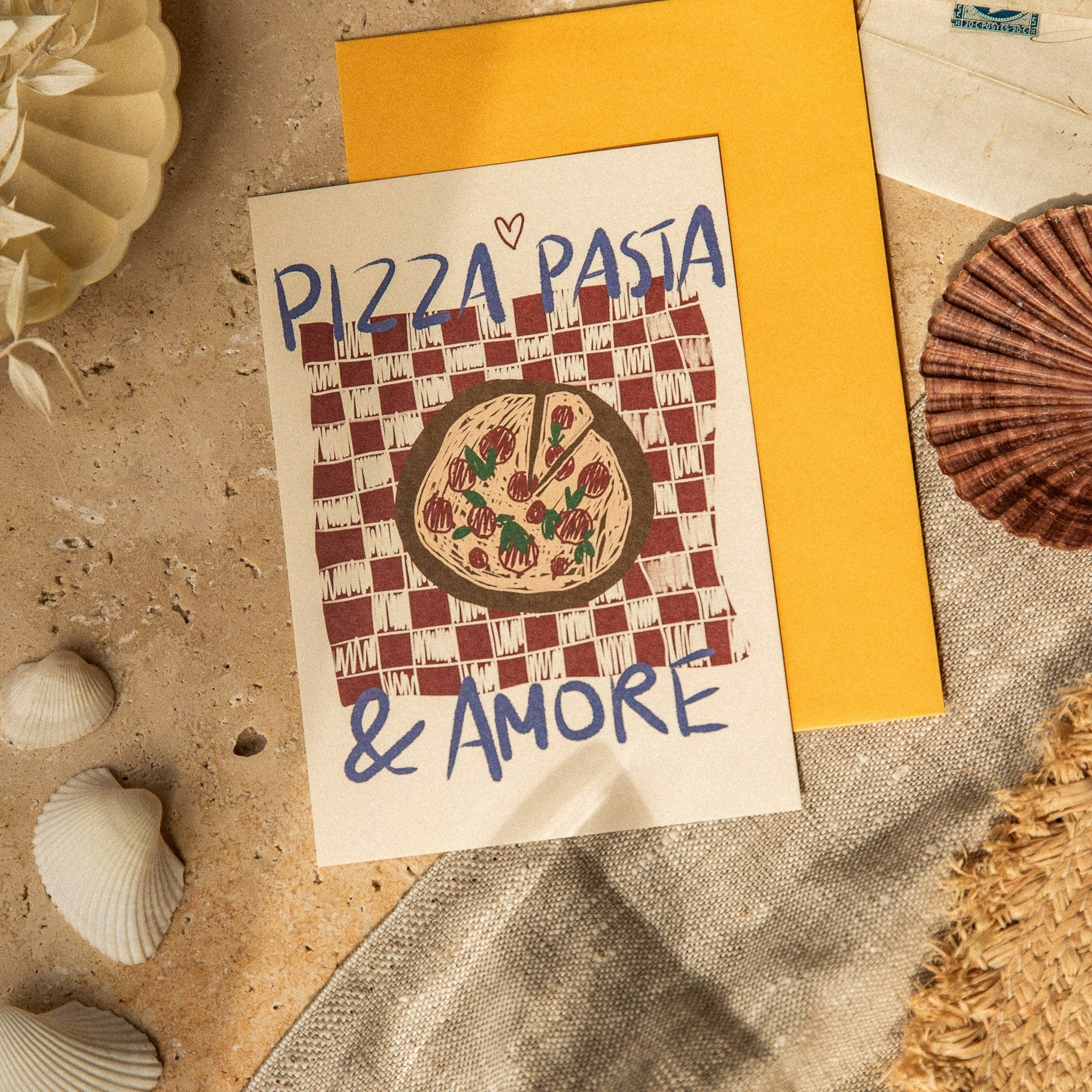 POSTKARTE PIZZA, PASTA & AMORE