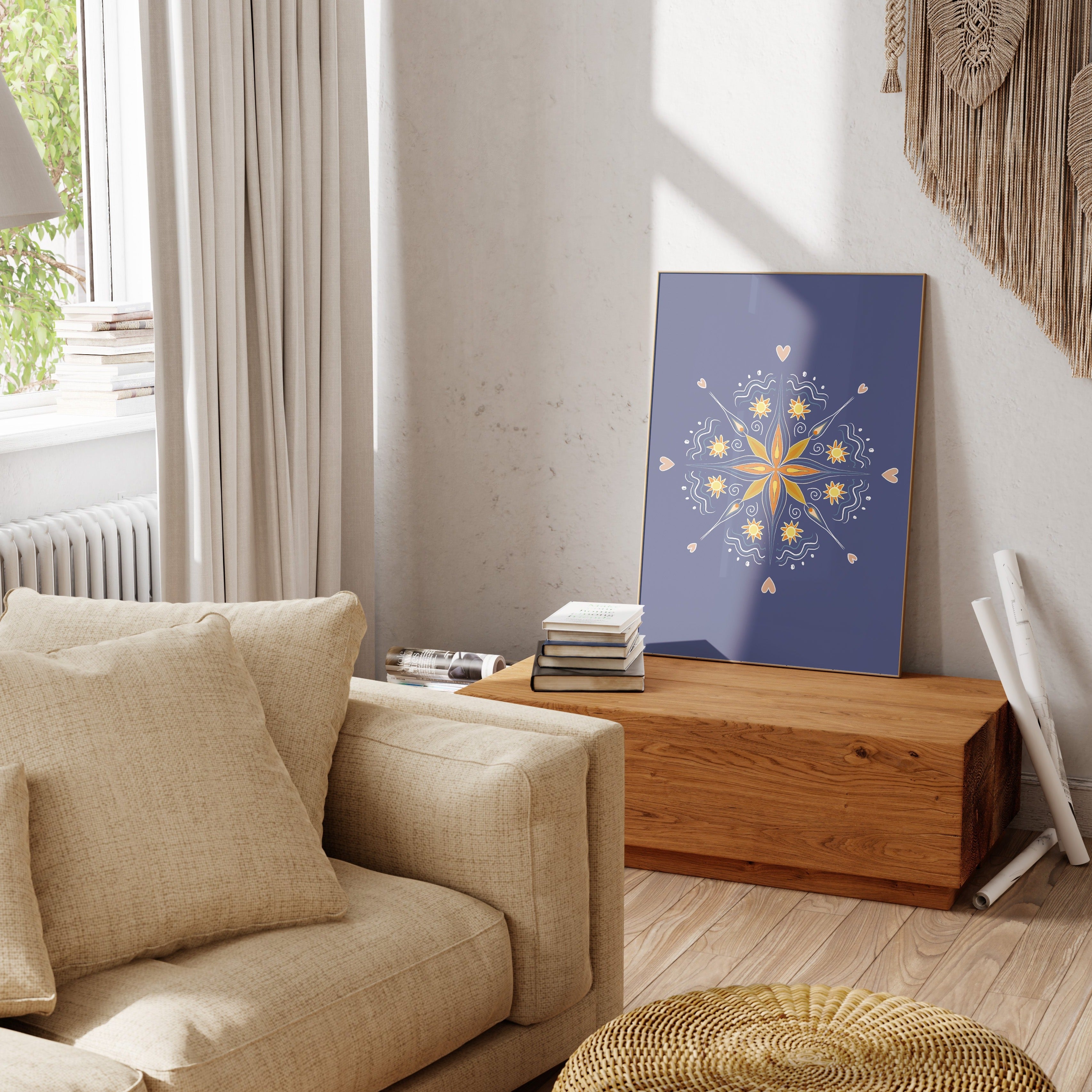 POSTER DUNKELBLAUES MANDALA