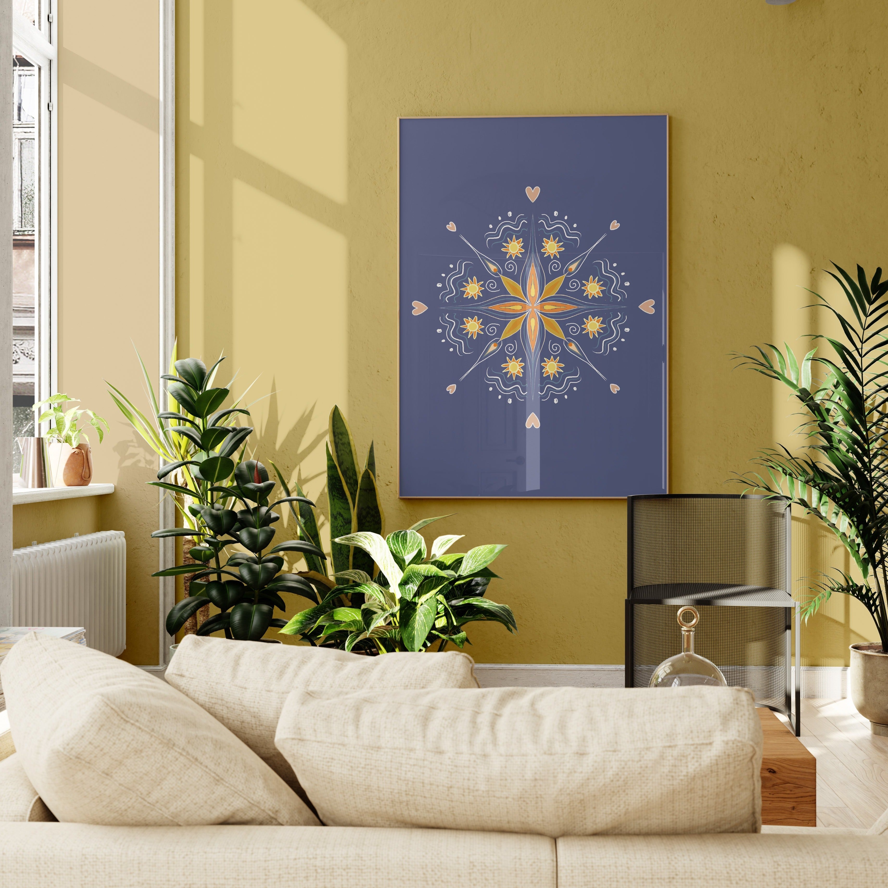 POSTER DUNKELBLAUES MANDALA