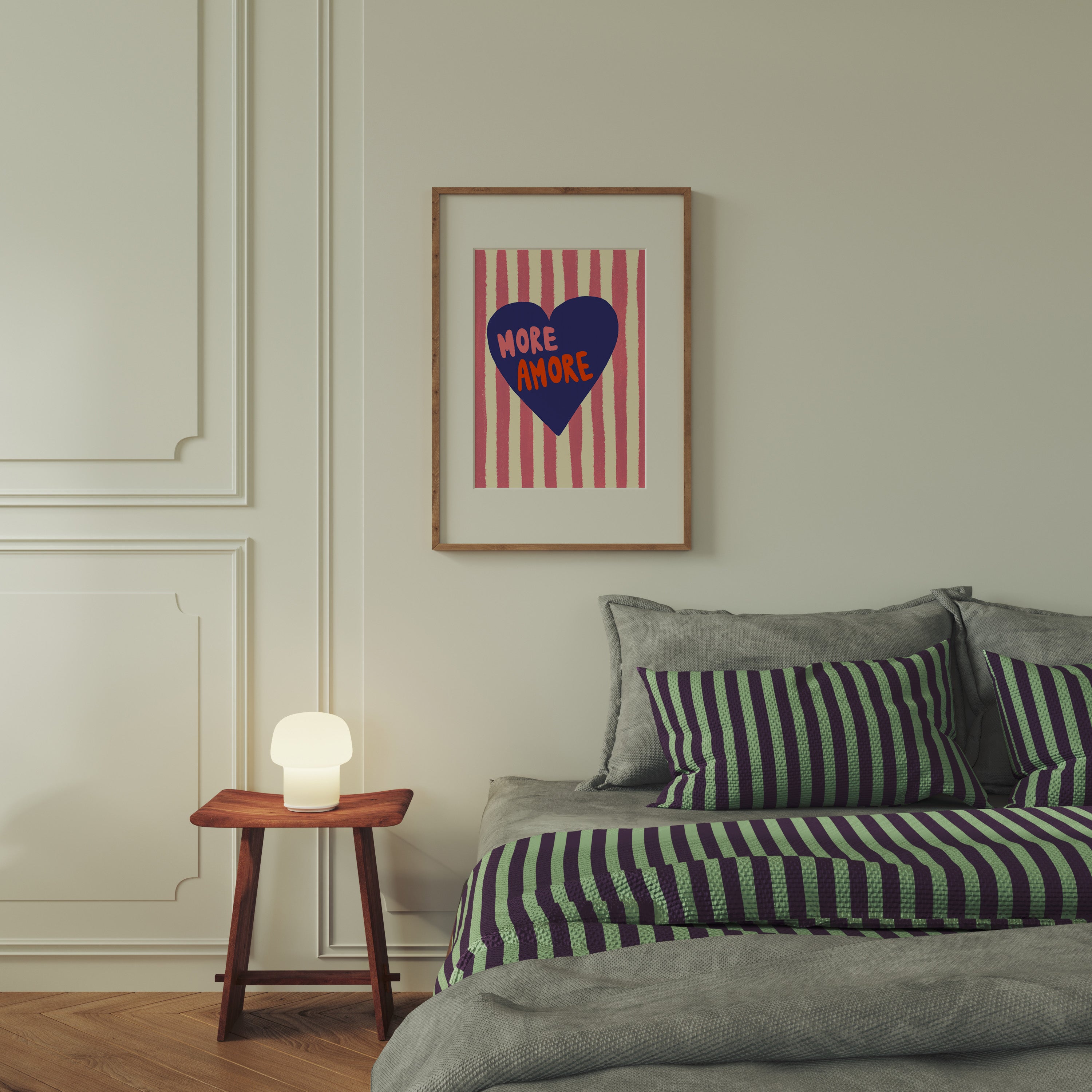 POSTER MORE AMORE PINK BLAU