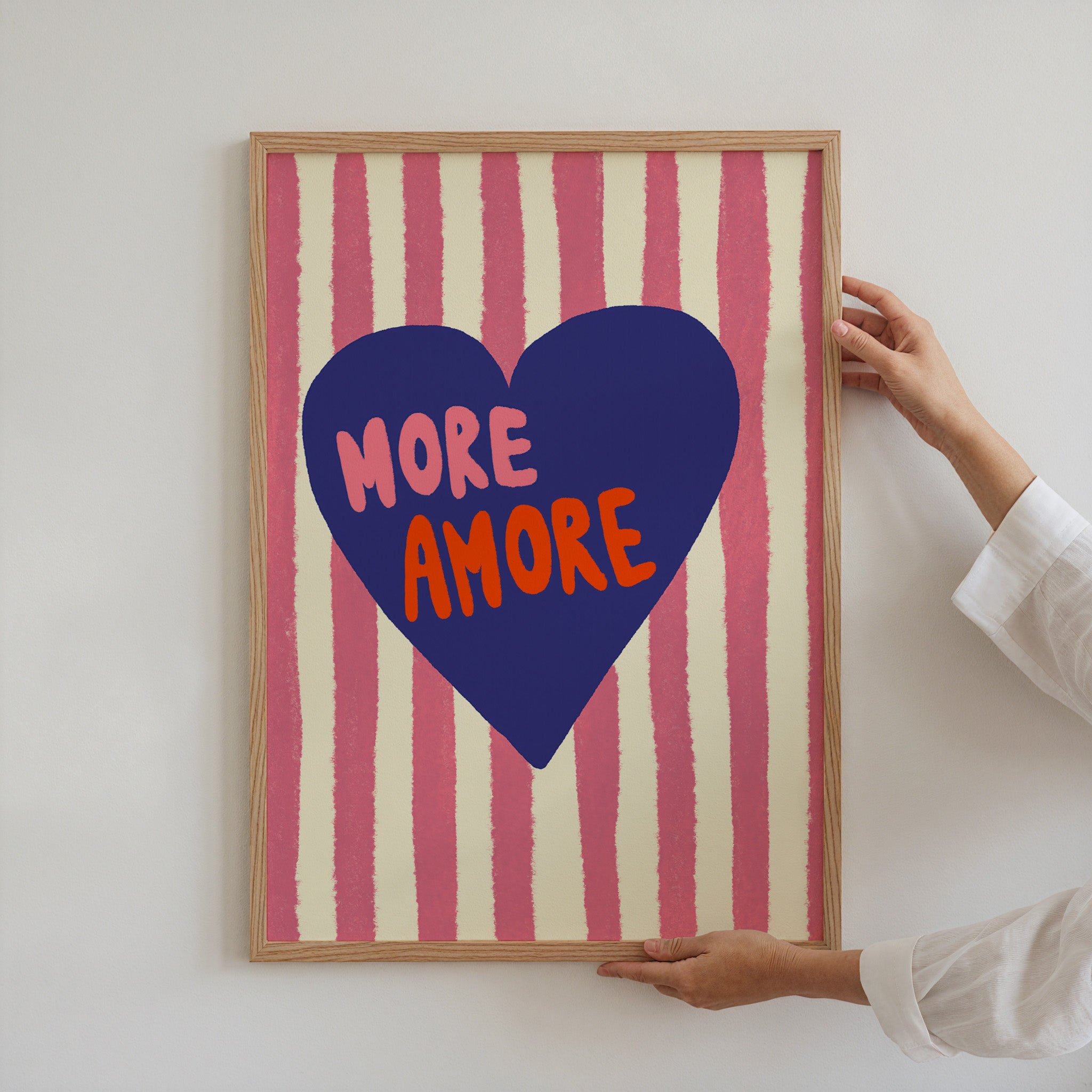 POSTER MORE AMORE PINK BLAU
