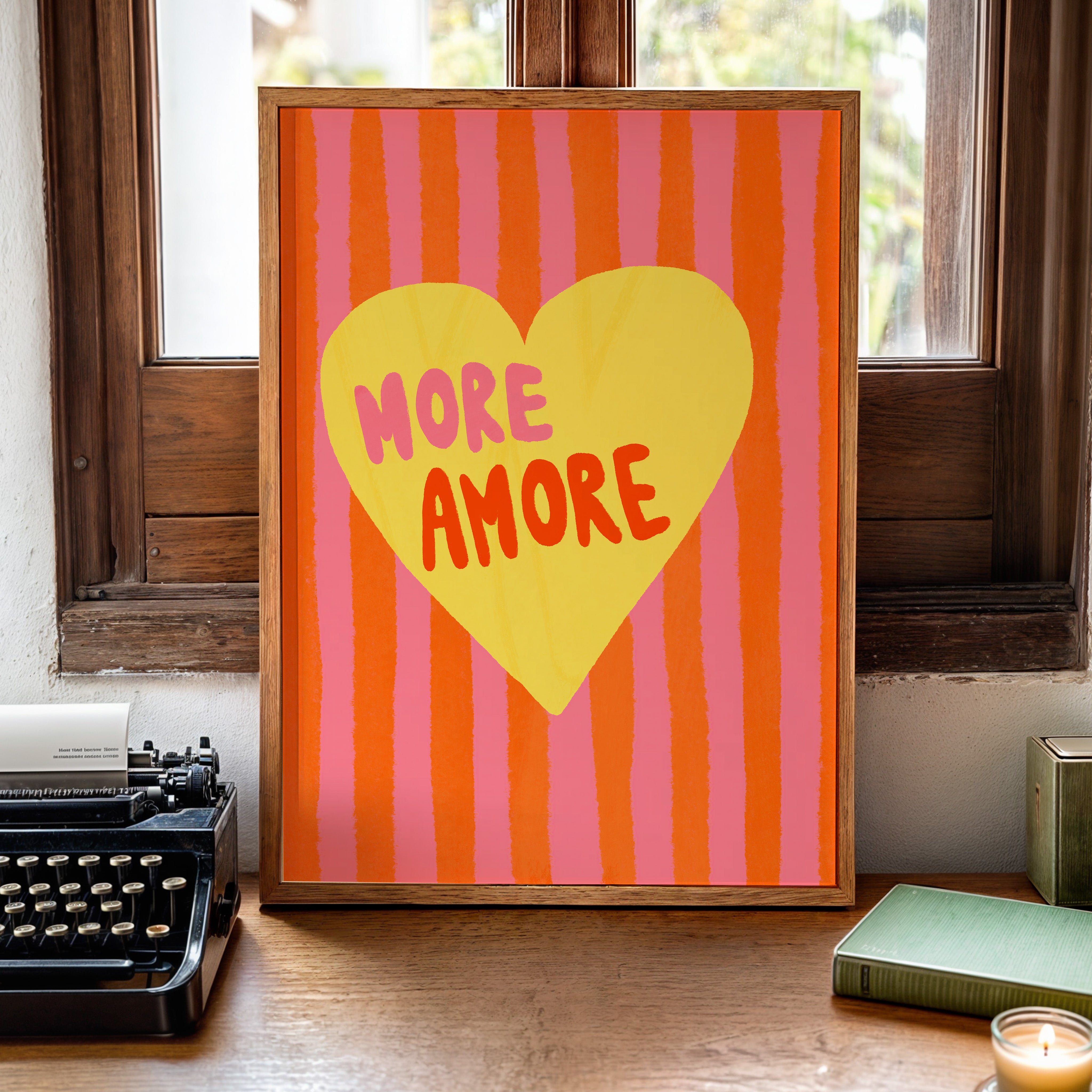 POSTER MORE AMORE PINK ORANGE