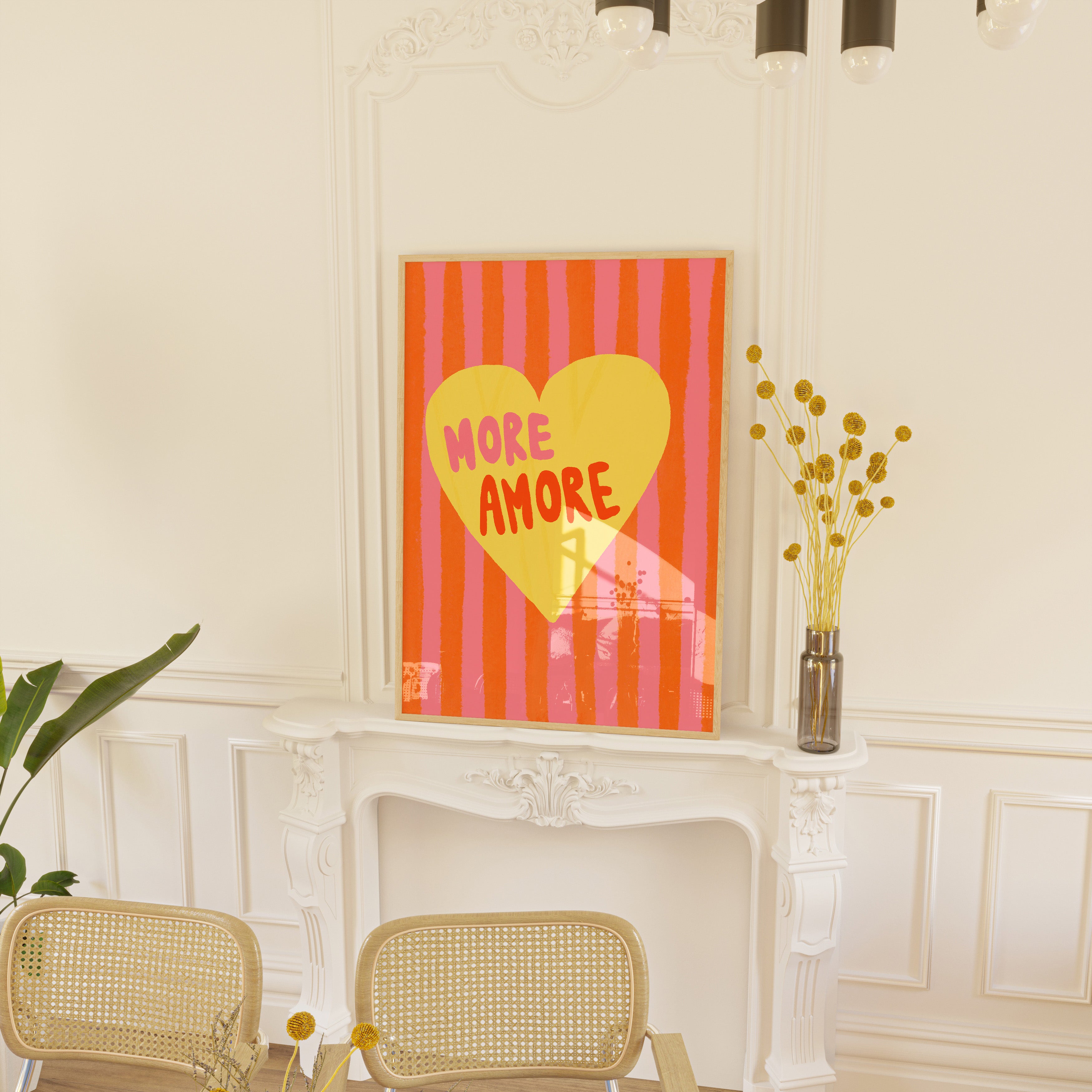 POSTER MORE AMORE PINK ORANGE