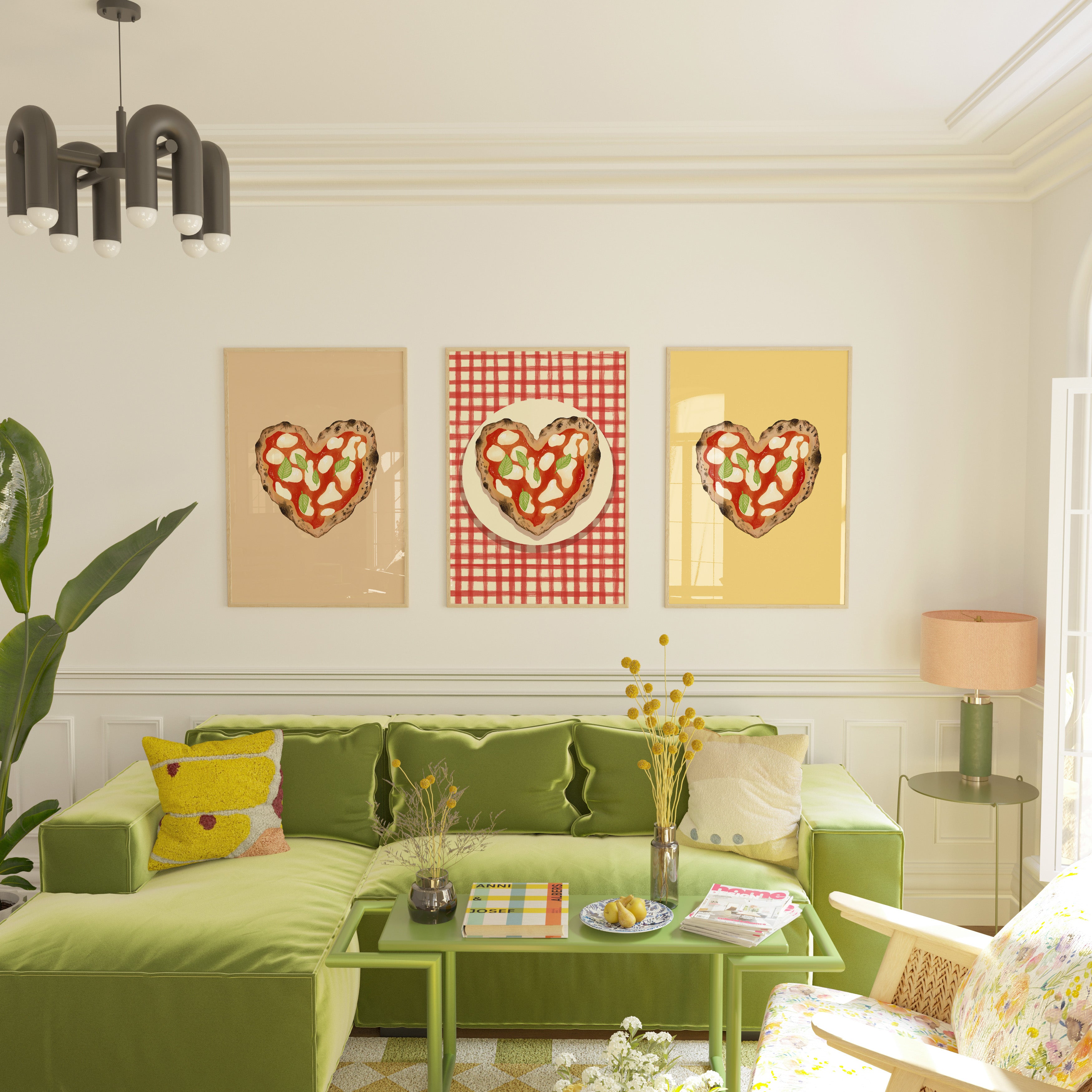 POSTER PIZZA HEART LIGHT YELLOW