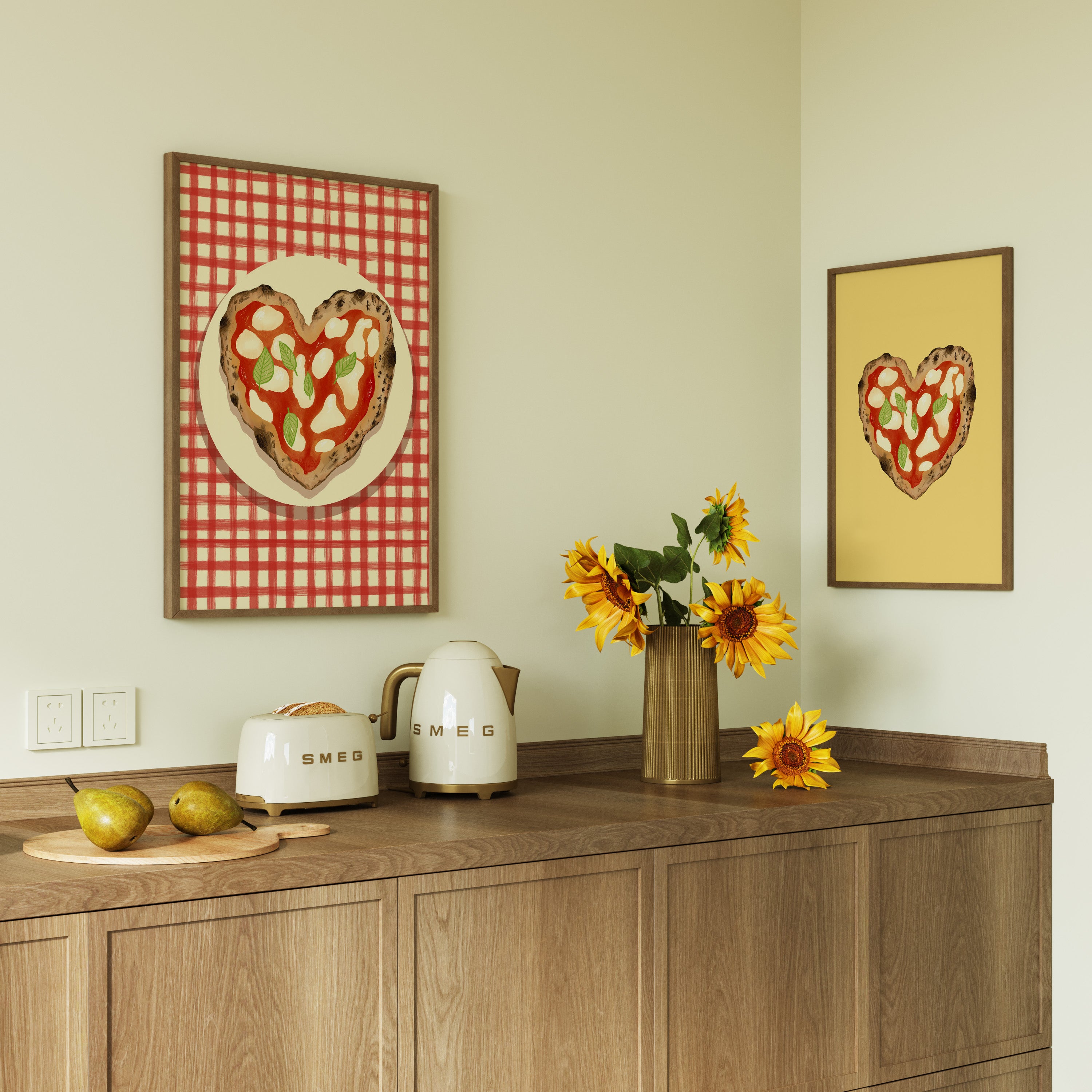 POSTER PIZZA HEART LIGHT YELLOW