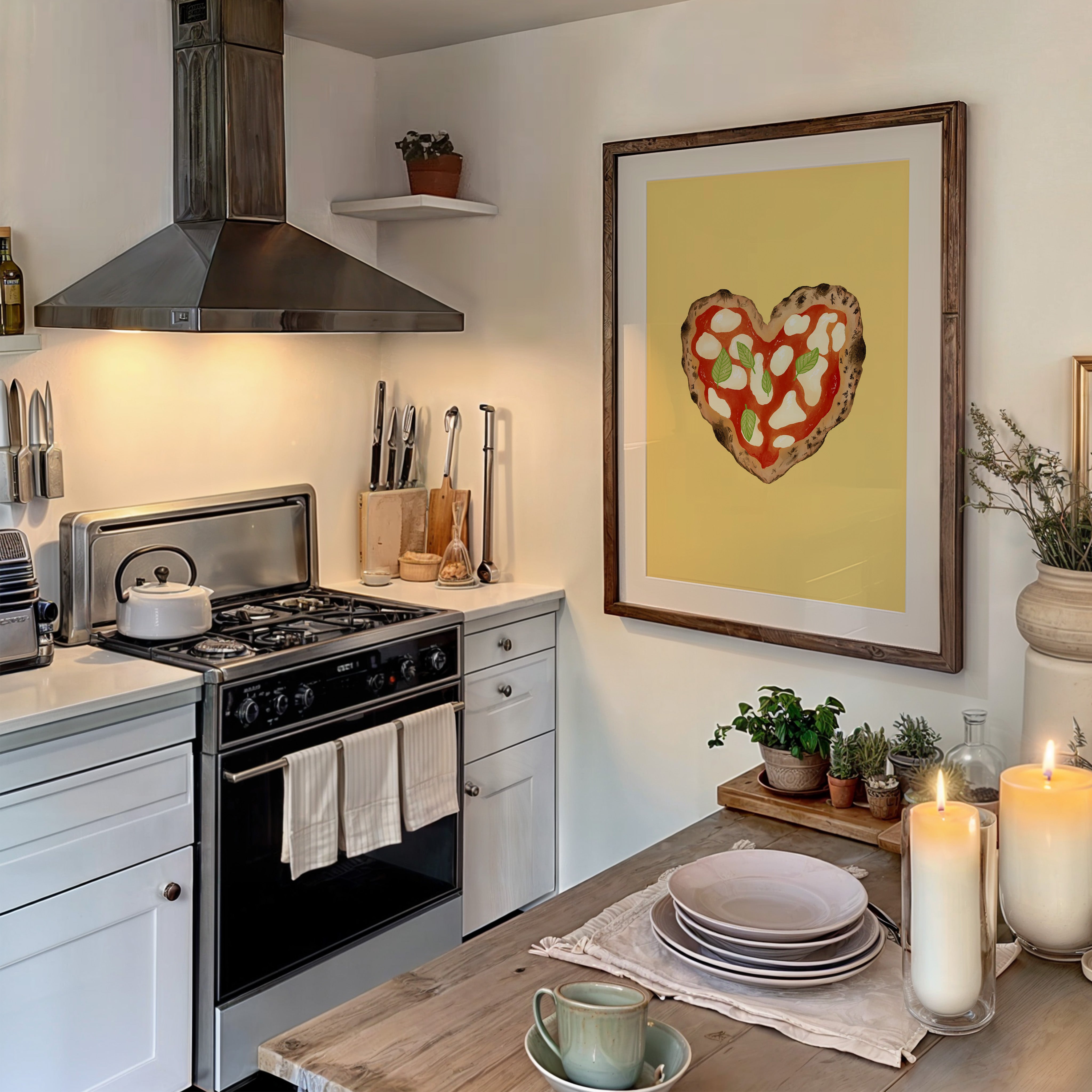 POSTER PIZZA HEART LIGHT YELLOW