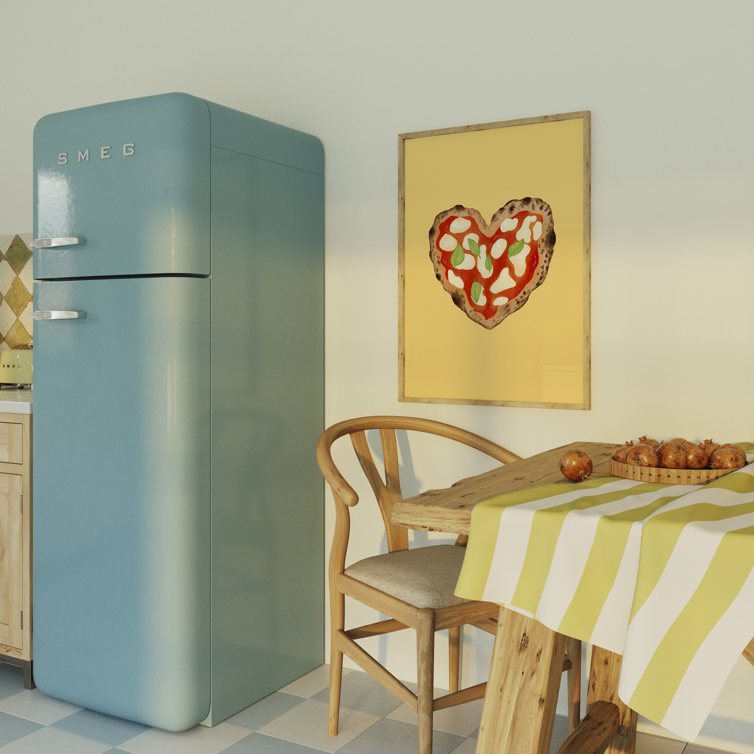 POSTER PIZZA HEART LIGHT YELLOW
