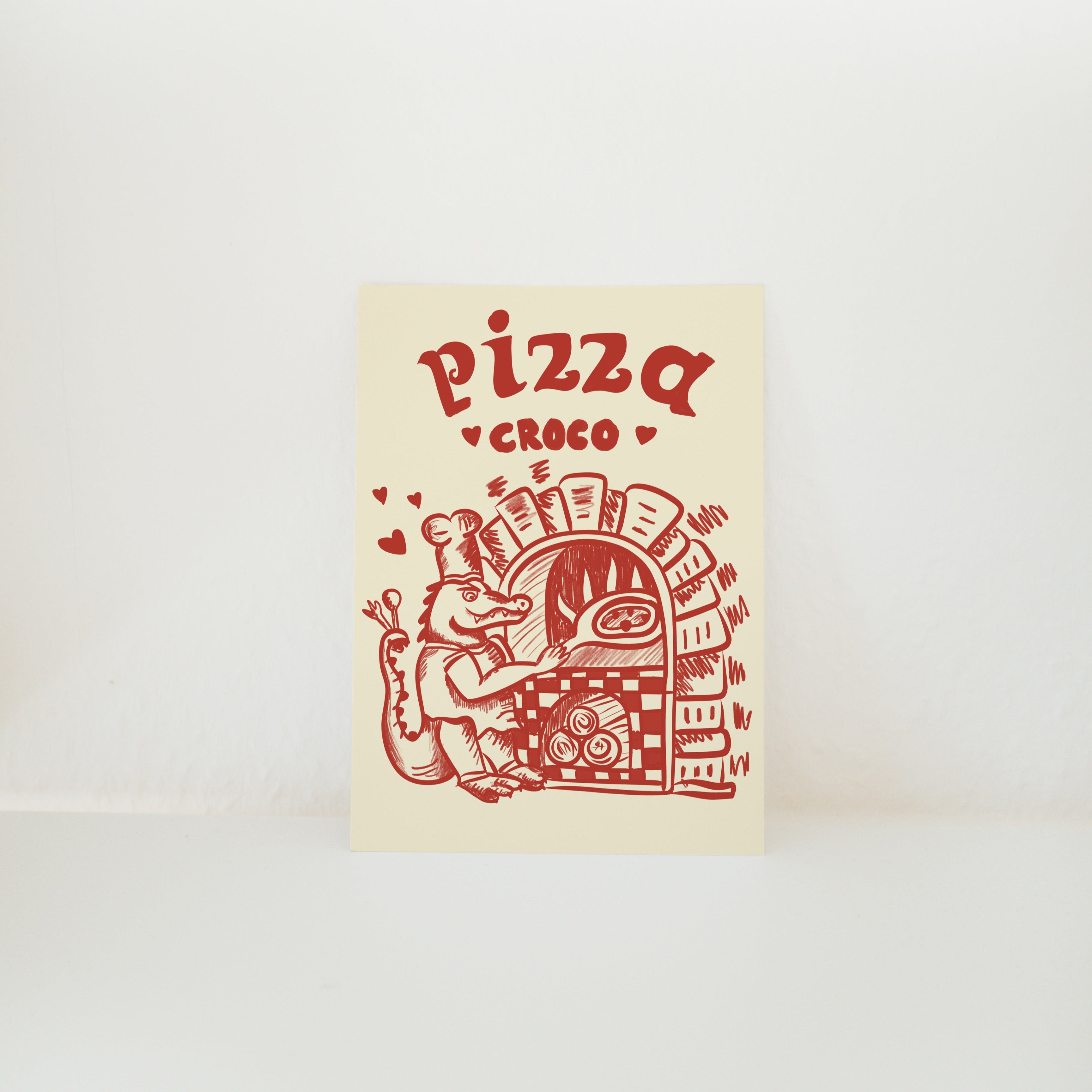 POSTCARD PIZZA MAKER CROCODILE PIZZA ITALY
