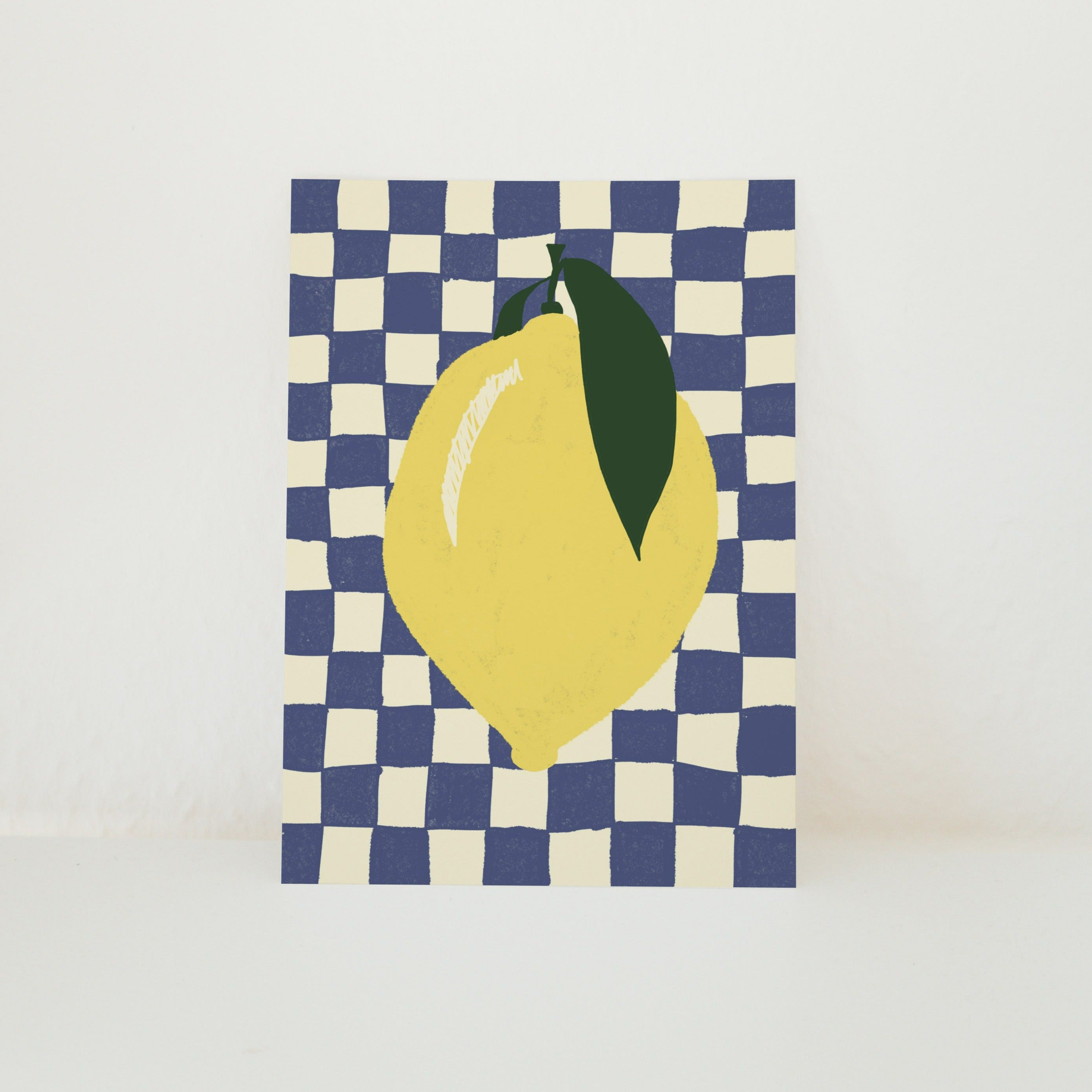 POSTCARD LEMON ON CHECKED PATTERN
