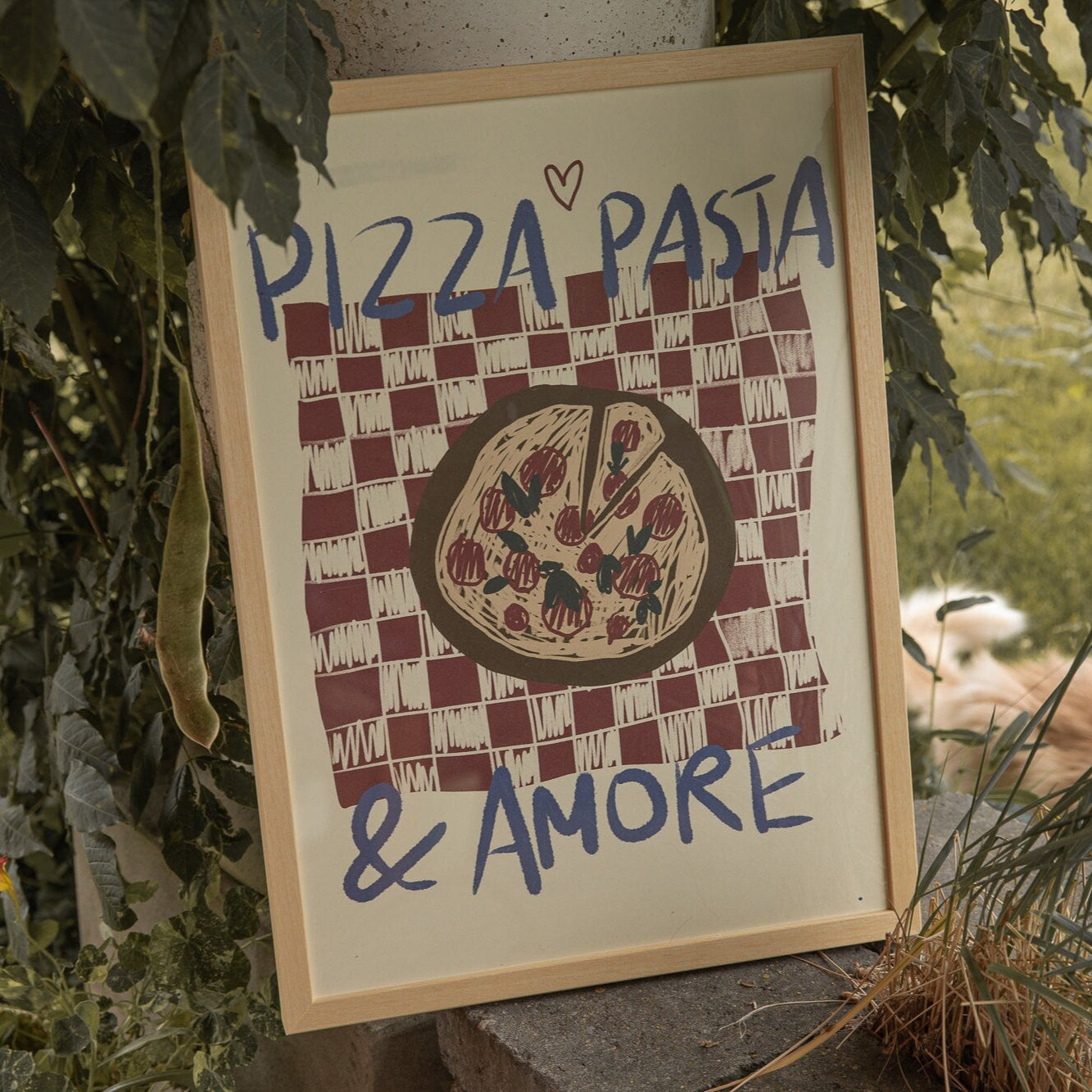 Poster Pizza, Pasta & Amore Illustration / Kunstdruck / Dolce Vita / Italien, Küche, Essen