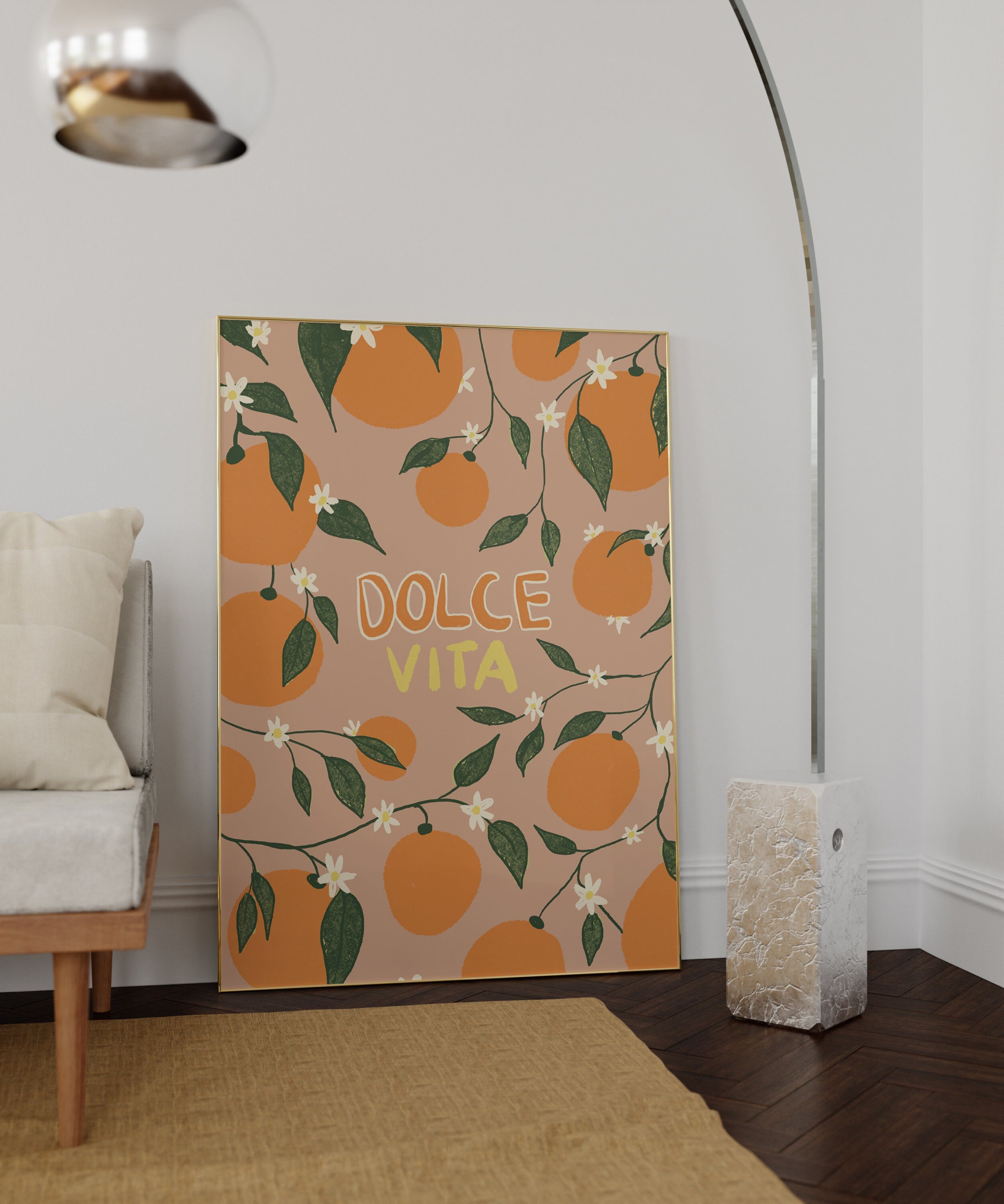 Poster La Dolce Vita Illustration Orangen / Kunstdruck / Zitat / Italien-Zitat / Sommer/ Sommer-Illustration / Typografisches poster /