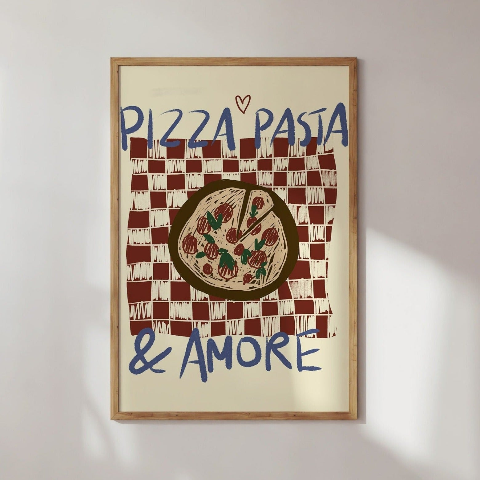 Poster Pizza, Pasta & Amore Illustration / Kunstdruck / Dolce Vita / Italien, Küche, Essen