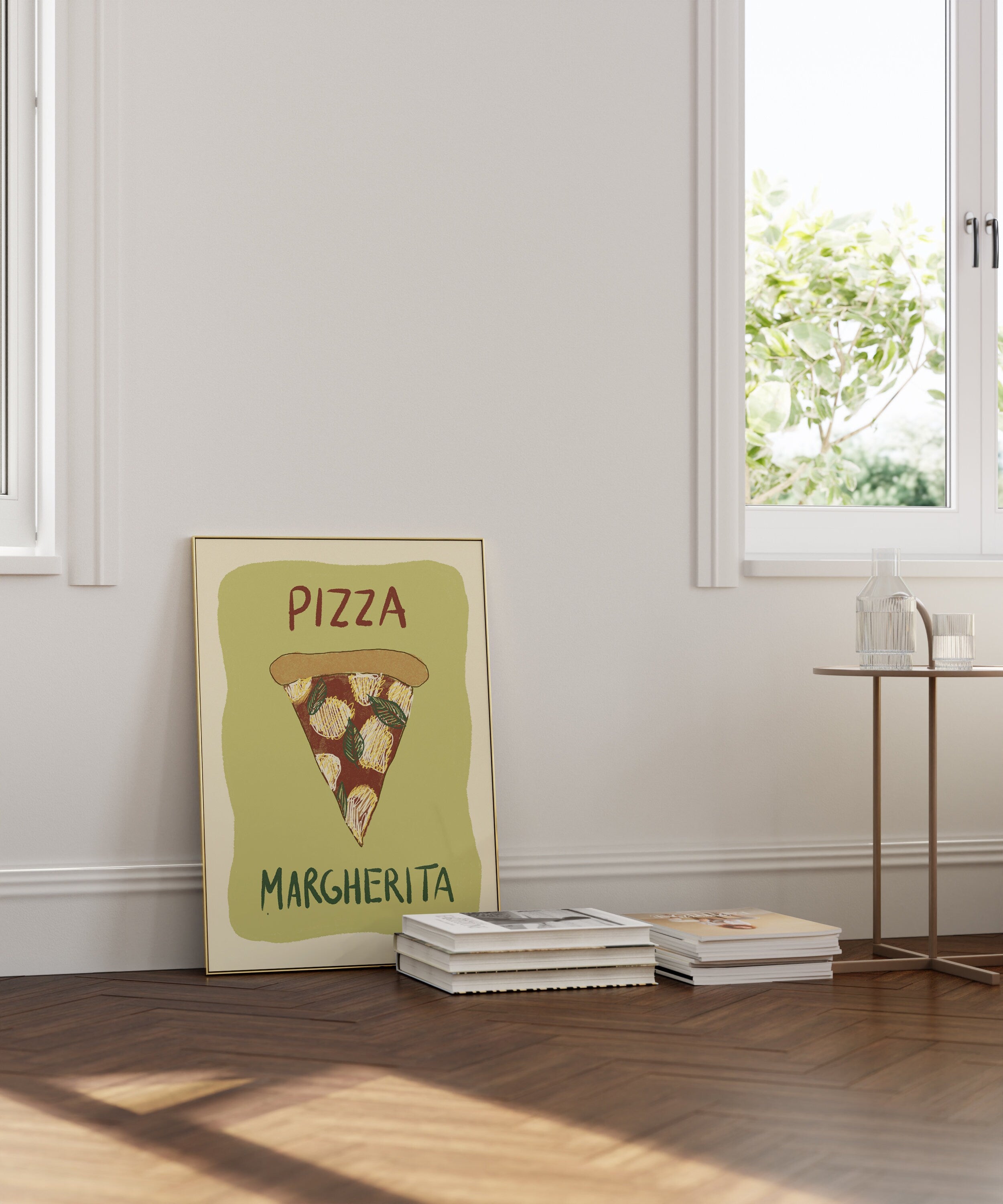 Poster Pizza, Margherita Illustration / Kunstdruck / Dolce Vita / Italien, Küche, Essen