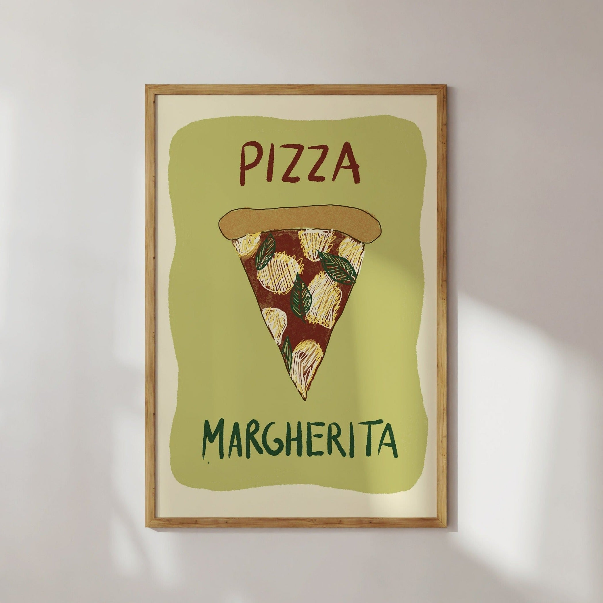 Poster Pizza, Margherita Illustration / Kunstdruck / Dolce Vita / Italien, Küche, Essen