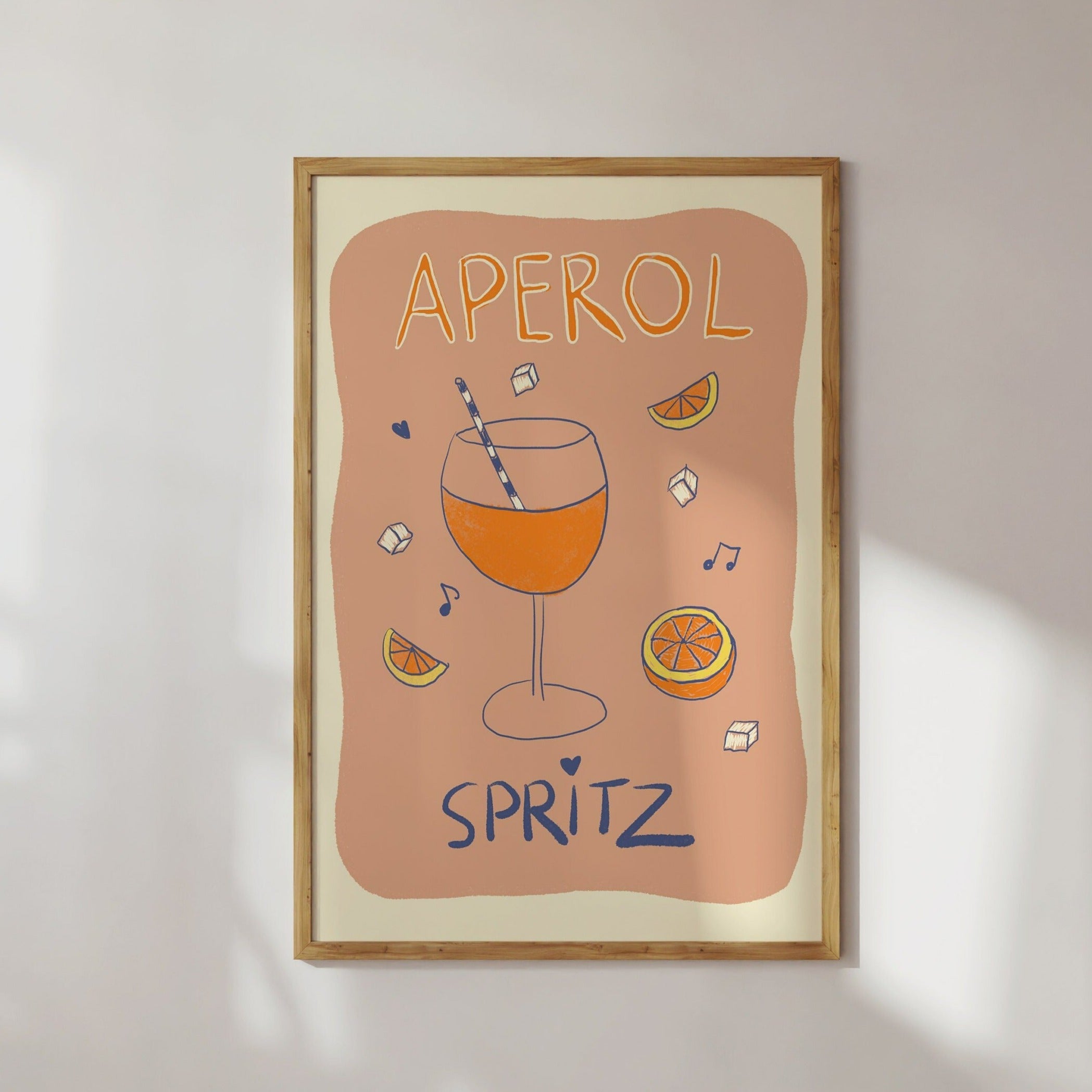 Poster Aperol Spritz Illustration / Kunstdruck / Dolce Vita / Italien, Cocktail, Getränk, Italienische Kunst, Longdrink, Modern, Plakat,