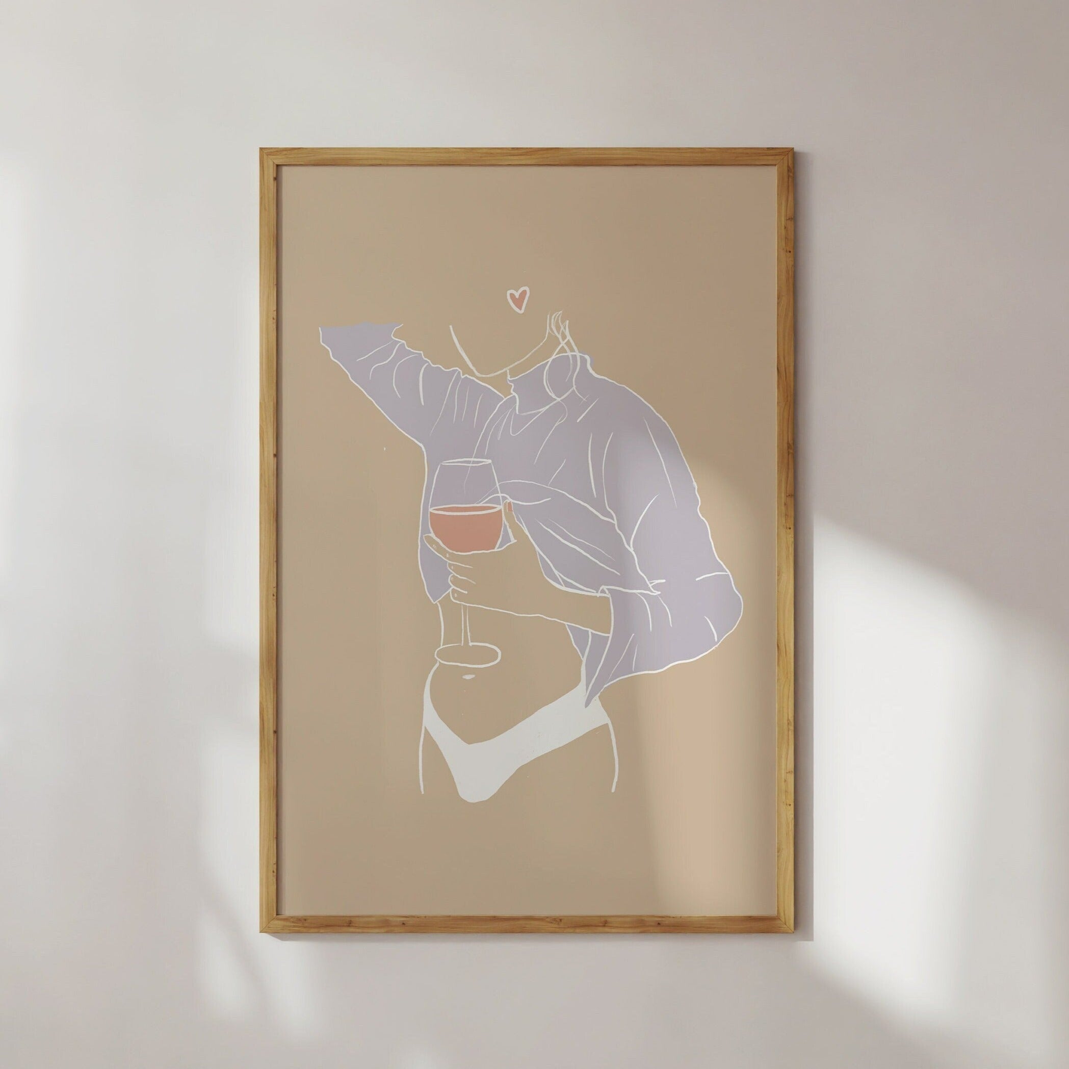 Poster Rosè Girl Wein Illustration / Kunstdruck / Dolce Vita / Italien, Küche, That Girl, Mode, Wein, roséwein, Plakat,