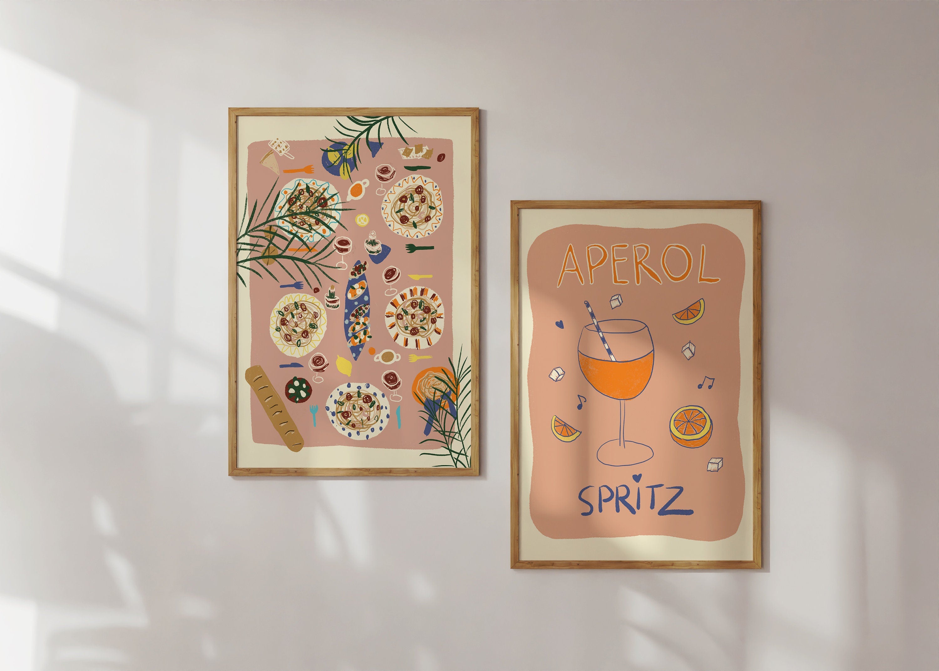 Poster gedeckter Tisch, Feier Illustration / Kunstdruck / Dolce Vita / Italien, Küche, Essen, Italienische Kunst, Wein, Druck, Plakat,