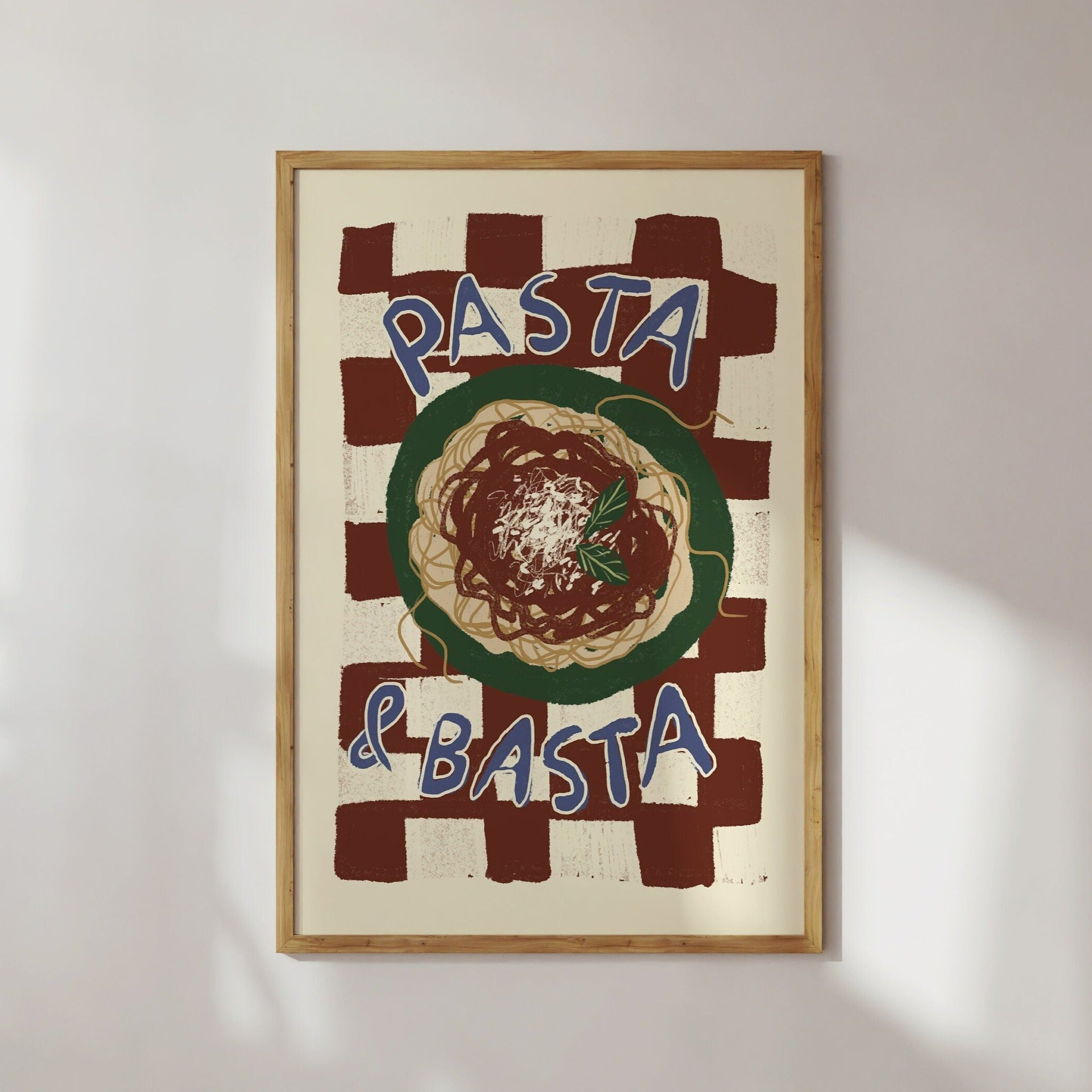 Poster Pasta & Basta Illustration / Kunstdruck / Dolce Vita / Italien, Küche, Essen, Nudeln, Spaghetti