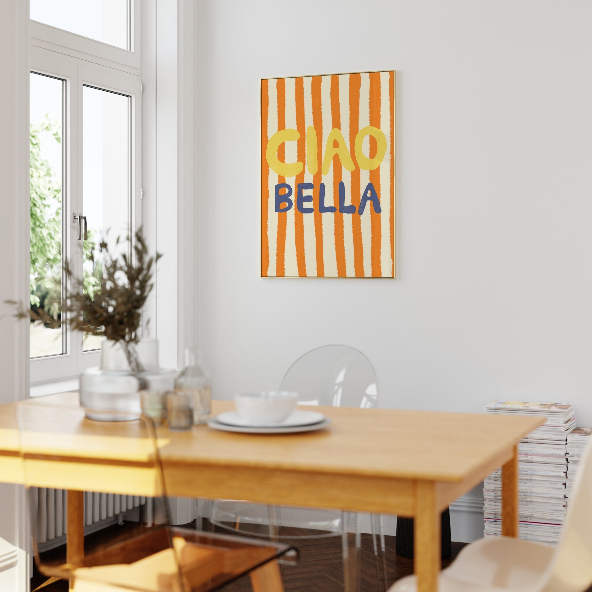 Poster Cioa Bella Kunstdruck / Zitat / Italien-Zitat / Sommer/ Typografisches poster / Modern