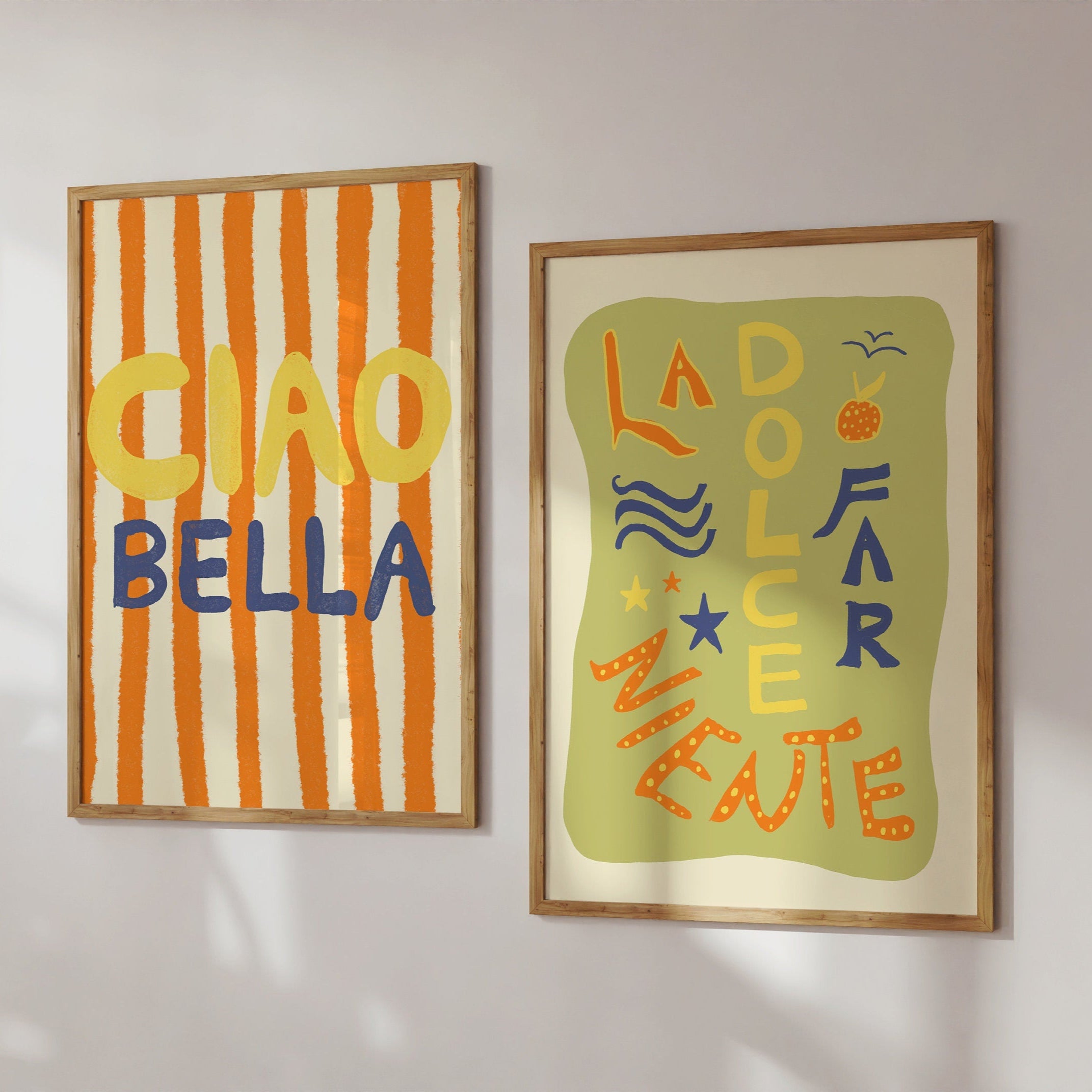 Poster Cioa Bella Kunstdruck / Zitat / Italien-Zitat / Sommer/ Typografisches poster / Modern