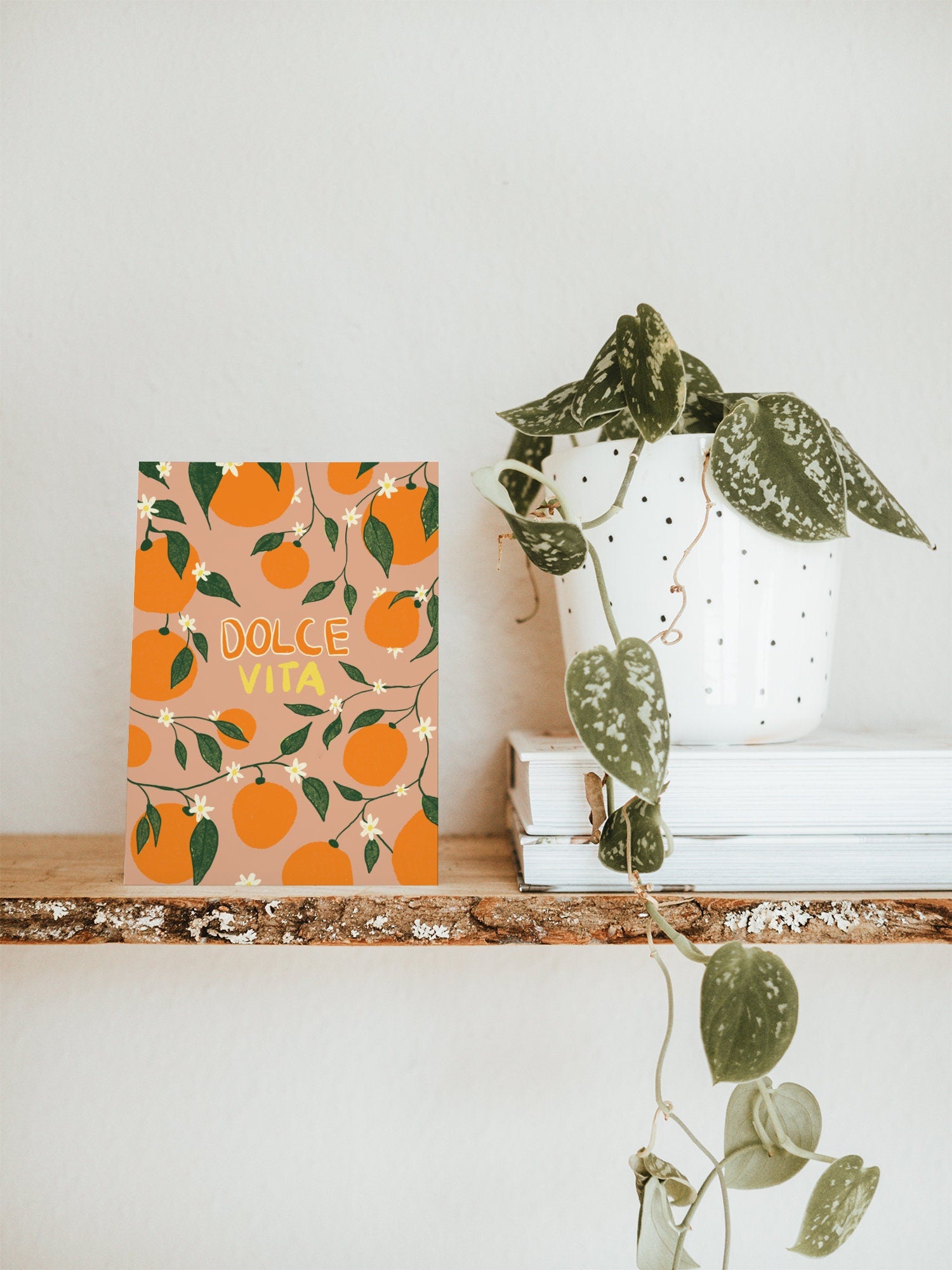 Postkarte La Dolce Vita Illustration Orangen / Karte / Urlaub / Italien /Zitat / Sommer / Modern