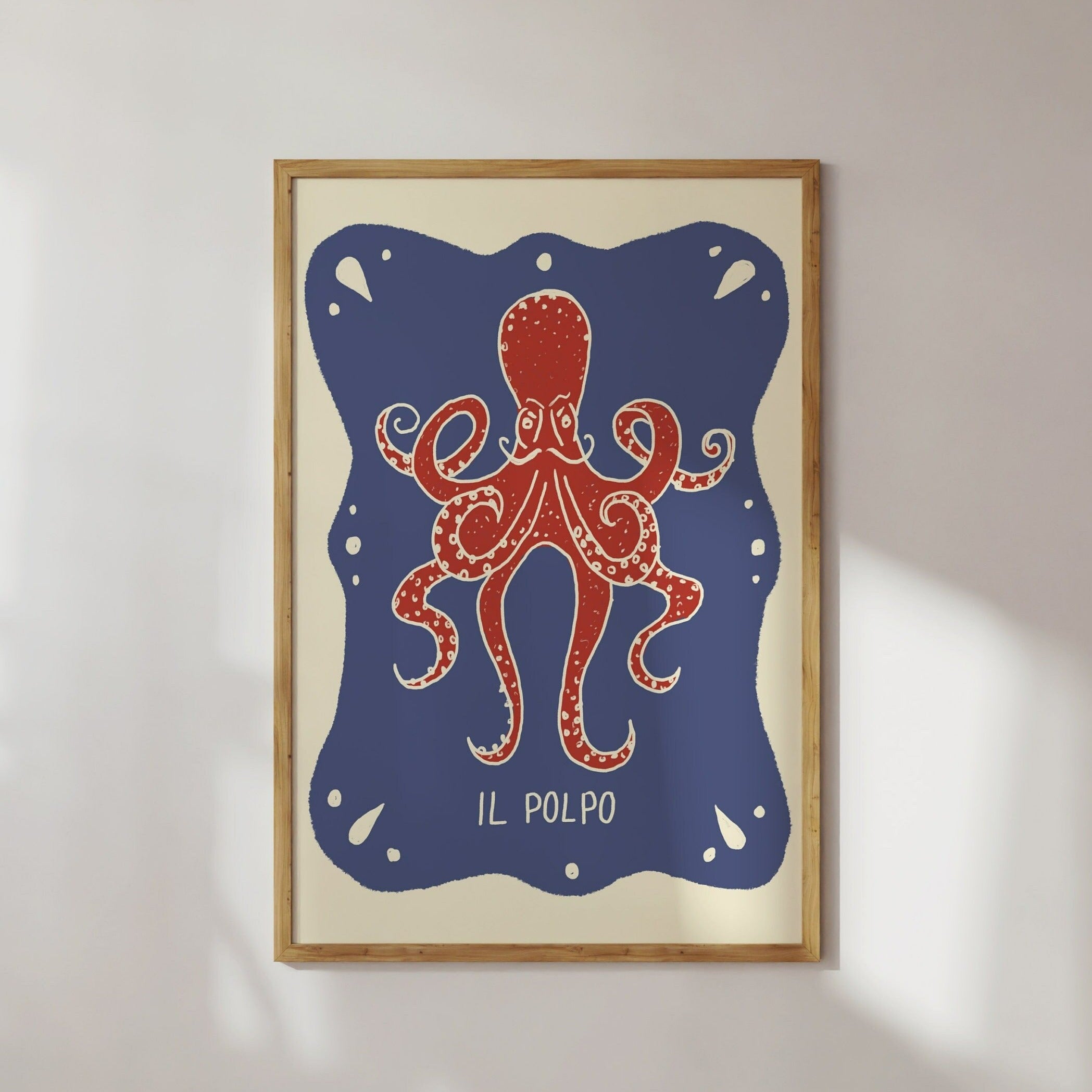 Poster Oktopus, Italienisch Krake Illustration / Kunstdruck / Italien, Küche, Essen, Italienische Kunst, maritim