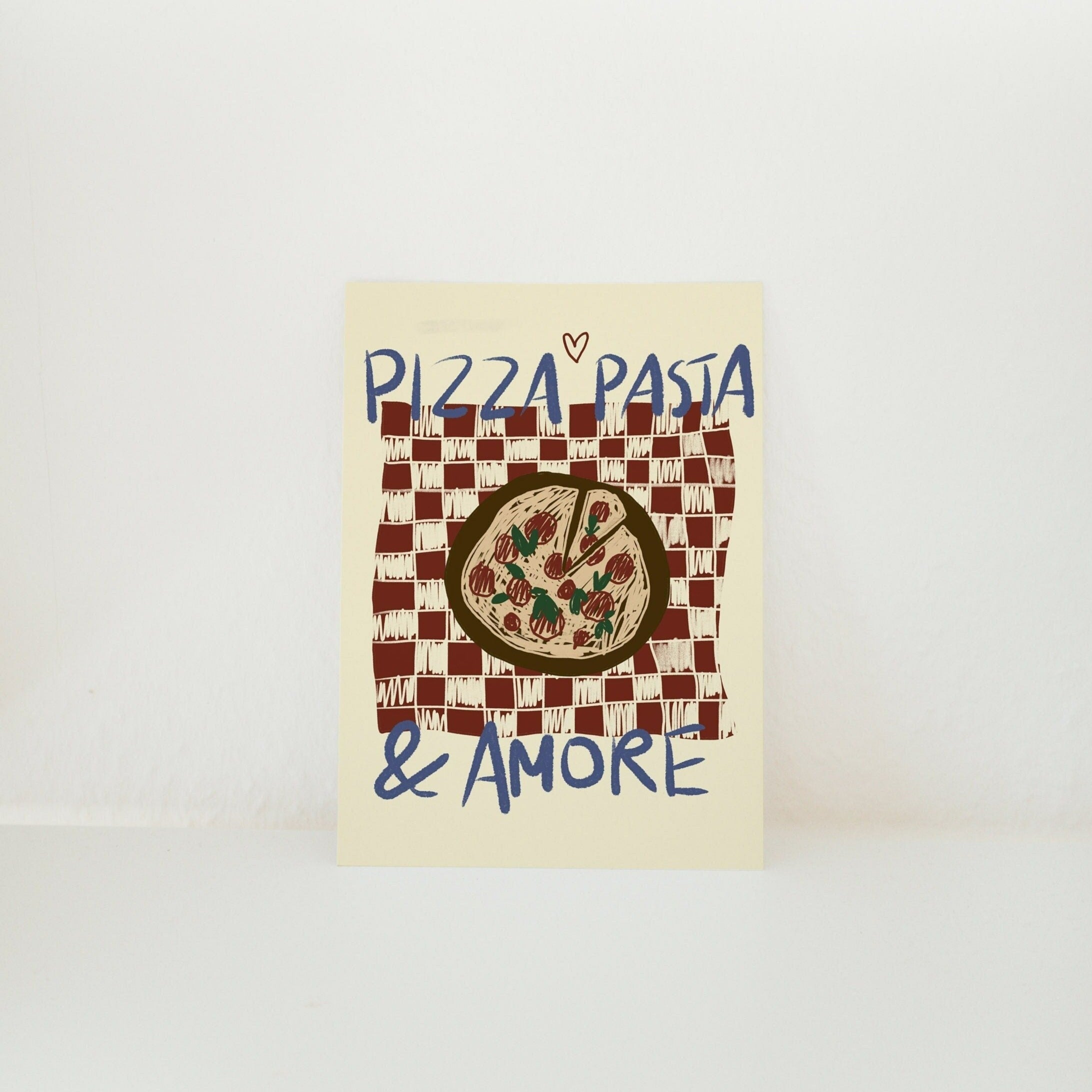 Postkarte Pizza, Pasta & Amore Illustration / Dolce Vita / Italien, Küche, Essen