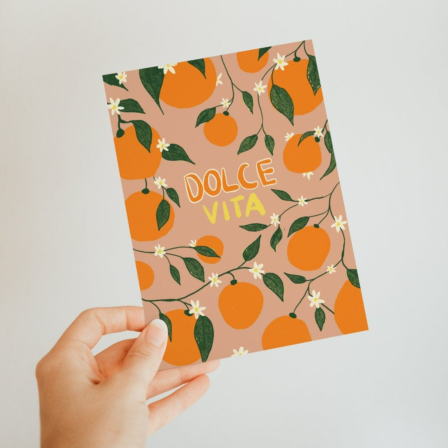 Postkarten Set 5 La Dolce Vita Illustration Orangen / Karte / Urlaub / Italien /Zitat / Sommer / Modern / Pizza / Zitronen