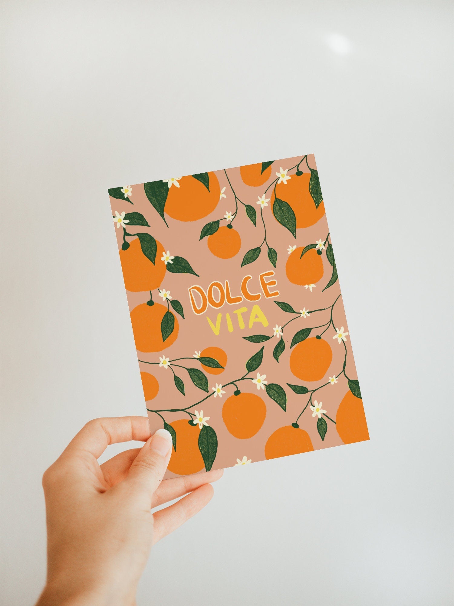Postkarte La Dolce Vita Illustration Orangen / Karte / Urlaub / Italien /Zitat / Sommer / Modern