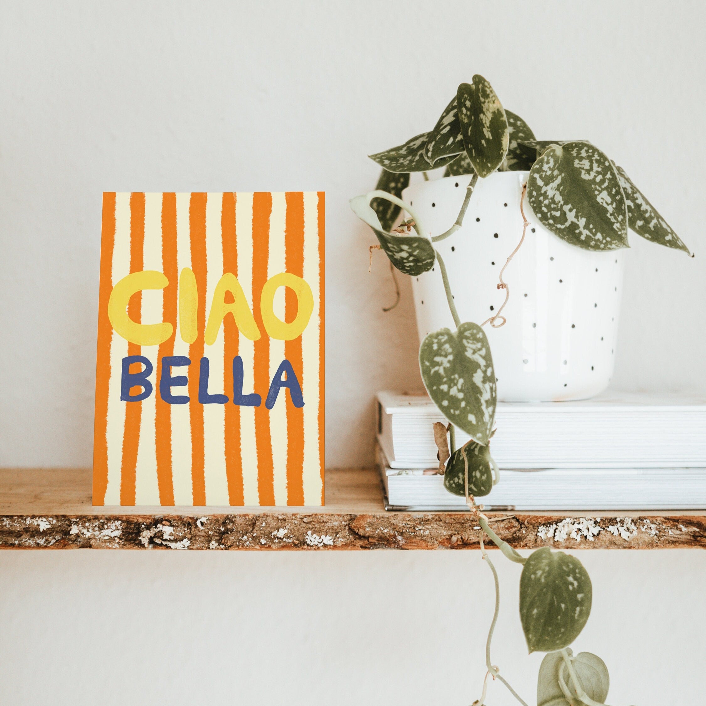 Postkarte Cioa Bella / Italien-Zitat / Sommer/ Typografie / Modern