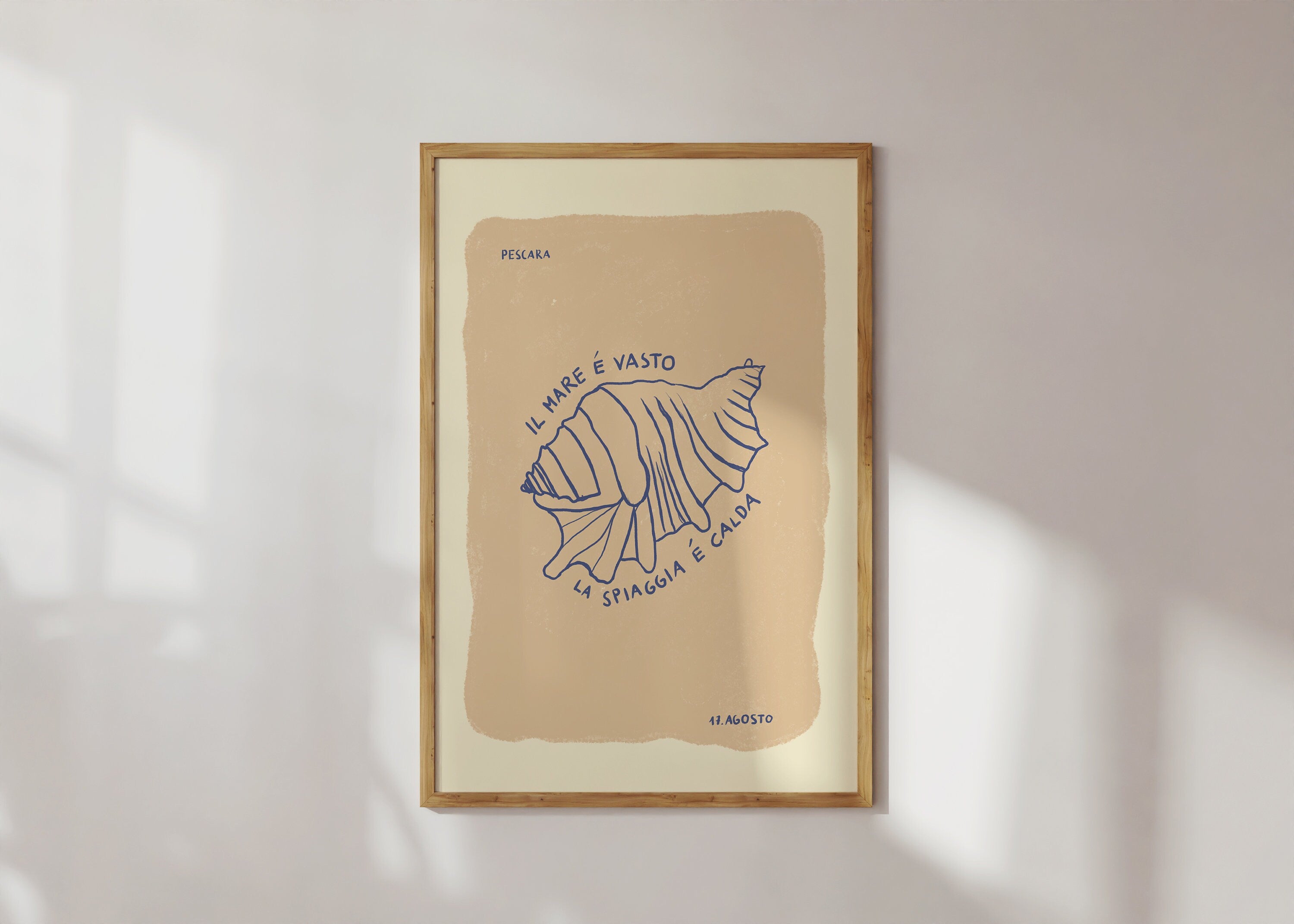 Poster-Set Summer Girl & Muschel Illustration / Kunstdruck / Minimalistisch / Italien, Beige, Sommer