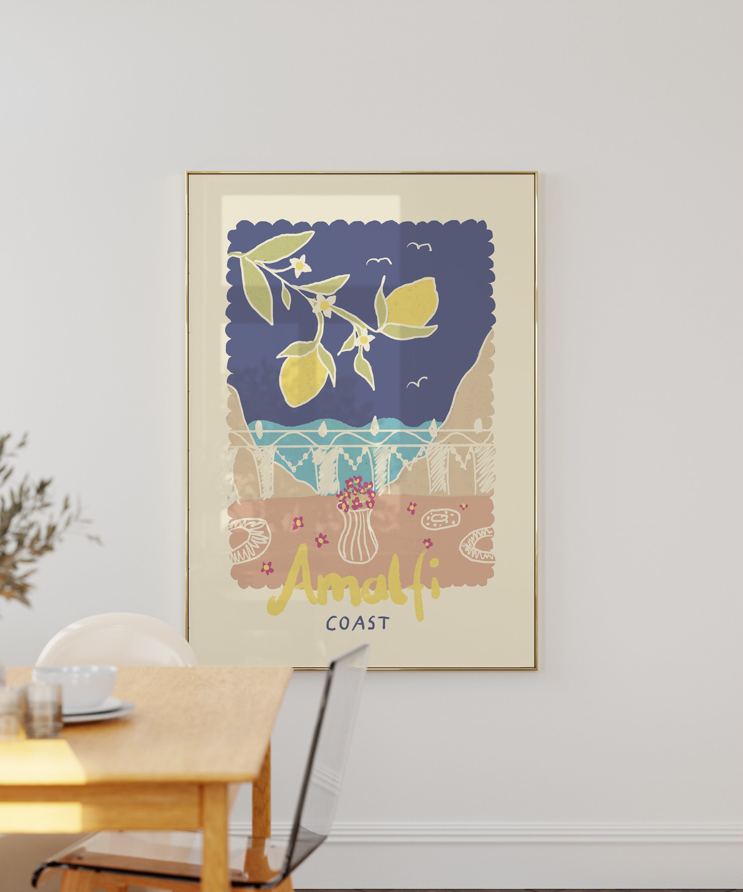 Poster Amalfi Balkon mit Zitronen / Kunstdruck / Dolce Vita / Italien, Urlaub, Essen, Sommer