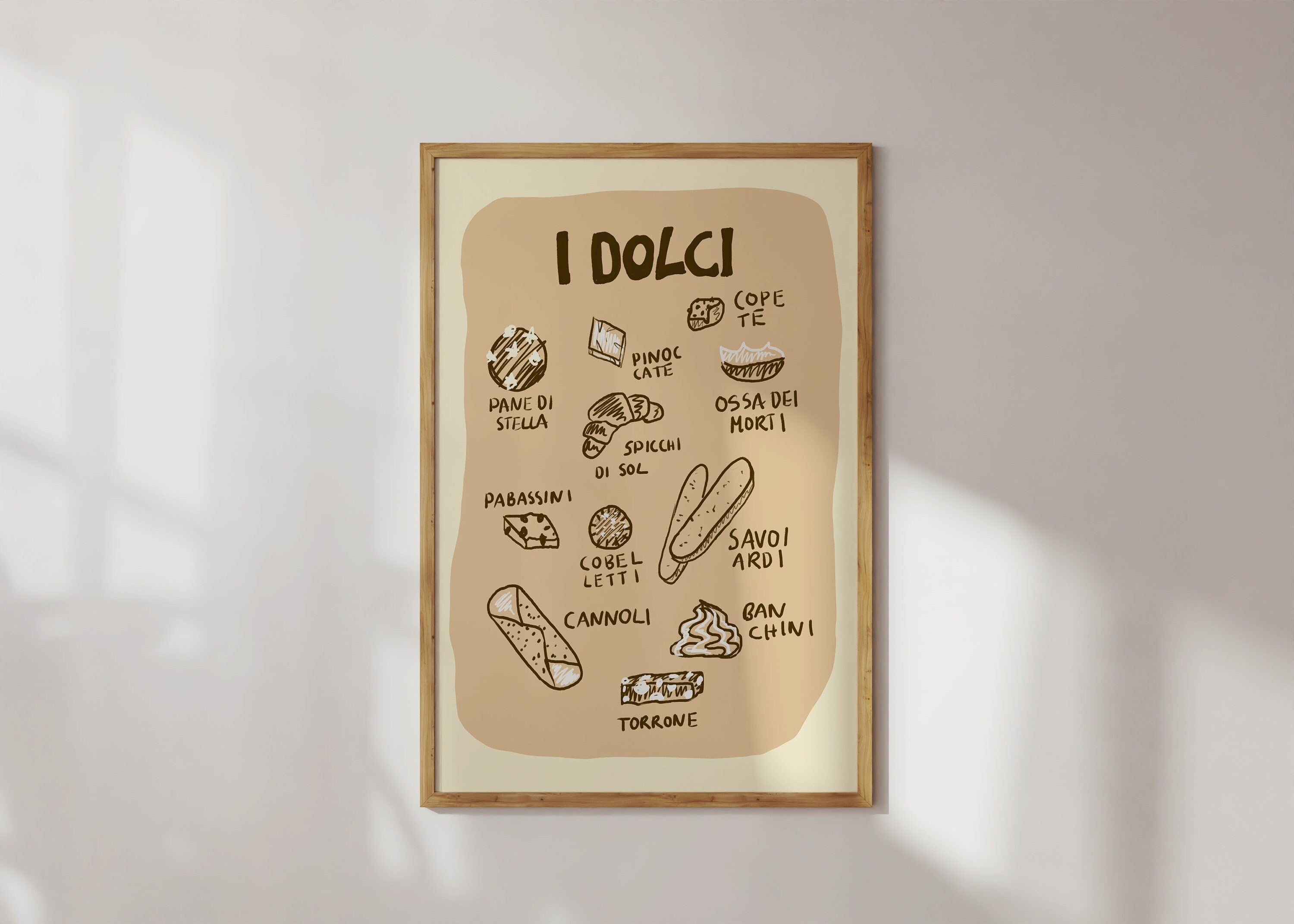 Poster-Set Tiramisu und I Dolci Illustration / Kunstdruck / Dolce Vita / Italien, Küche, Essen, Süßigkeiten