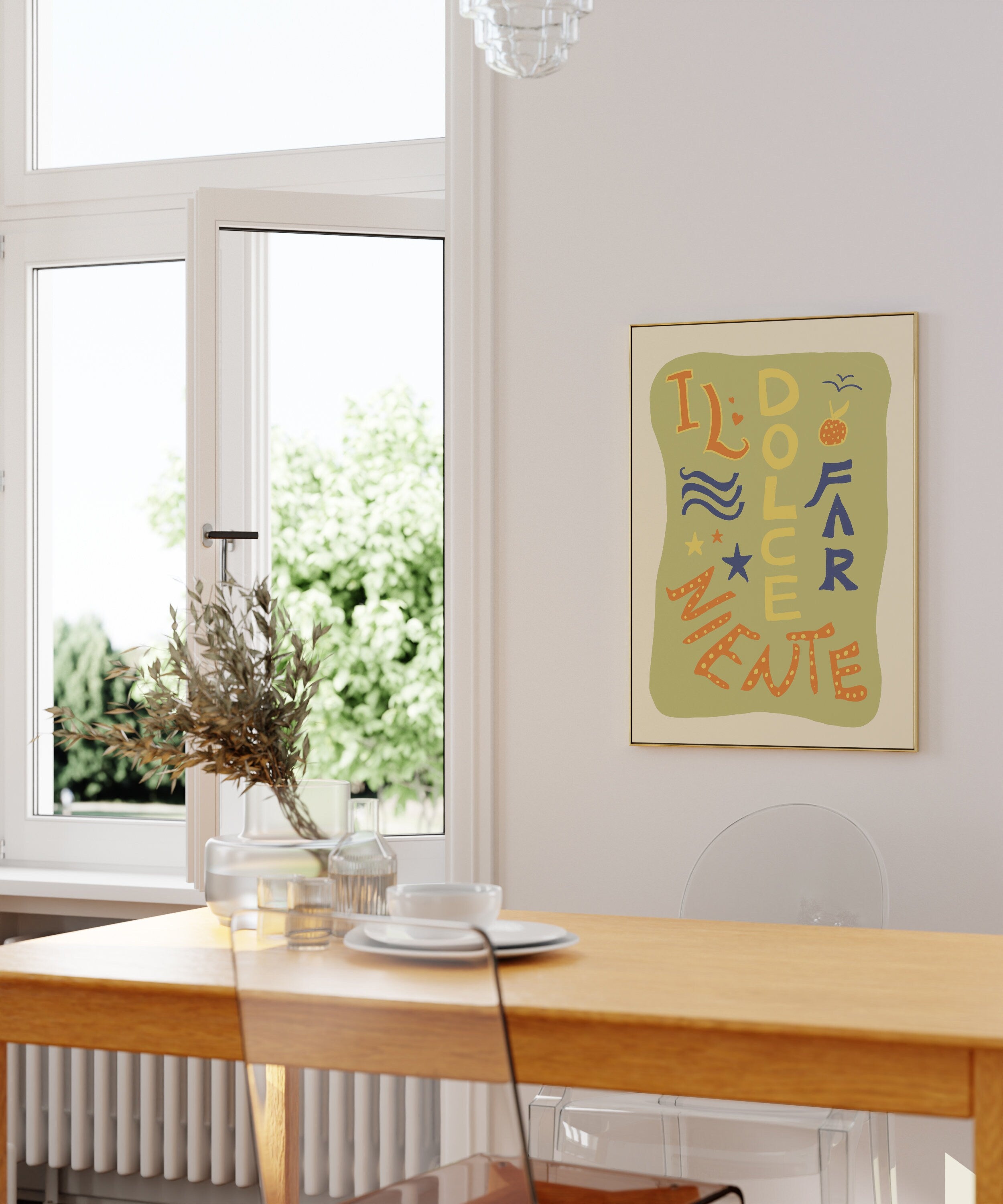 Poster Il Dolce Far Niente Illustration / Kunstdruck / Zitat / Italien-Zitat / Sommer/ Sommer-Illustration / Typografisches poster / bunt