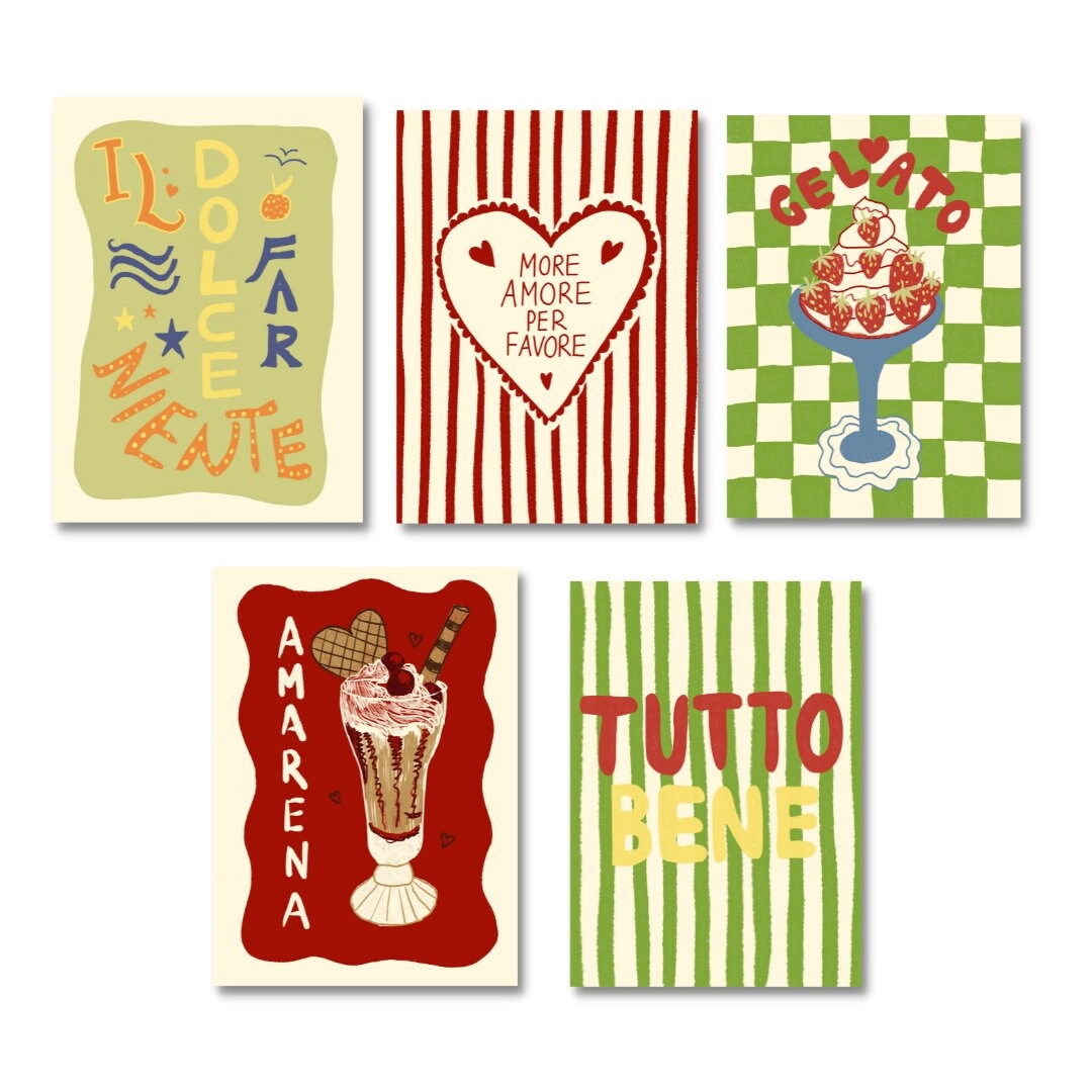 Postkarten Set 5 La Dolce Gelato & Amore