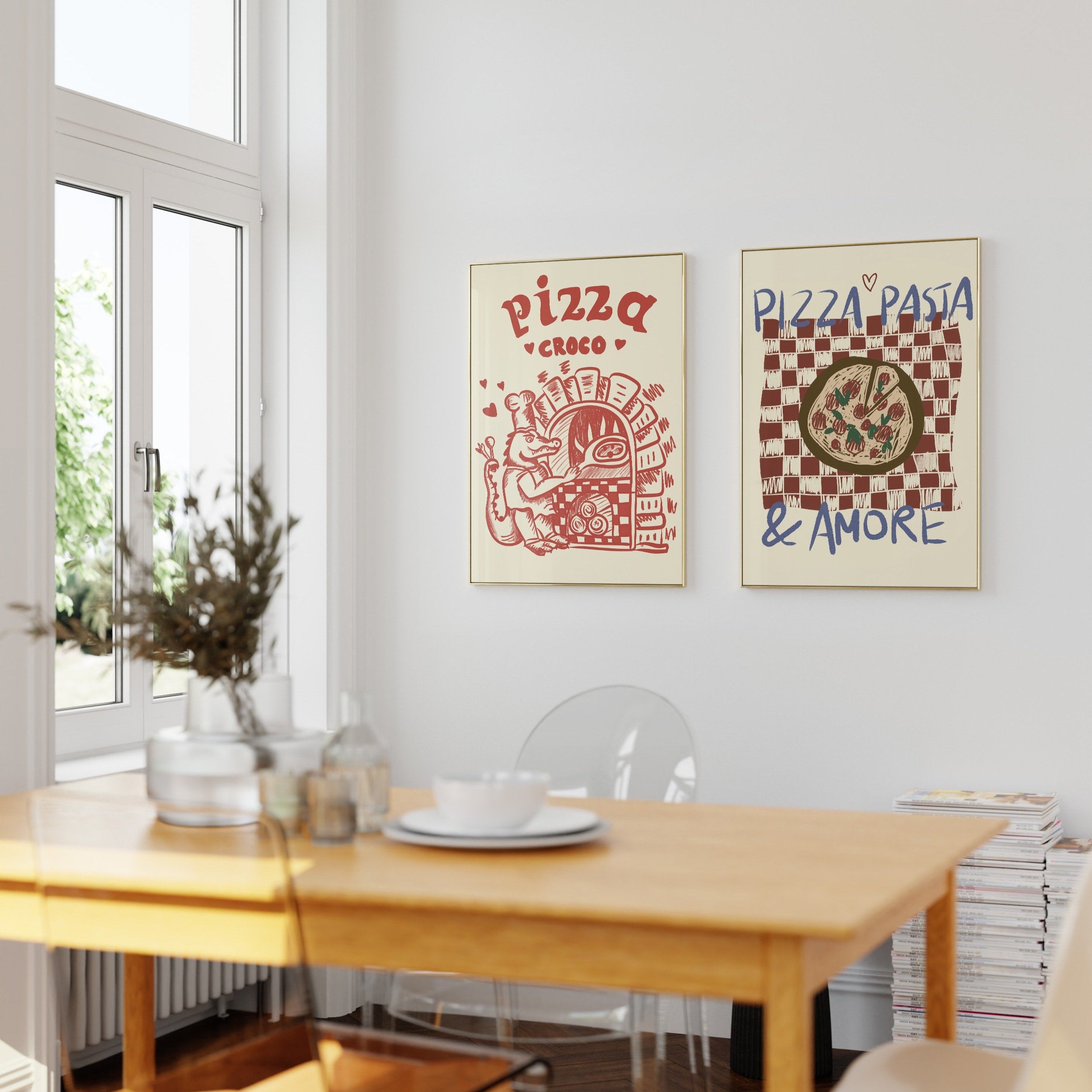 Poster Pizzabäcker Krokodil Pizza Italien