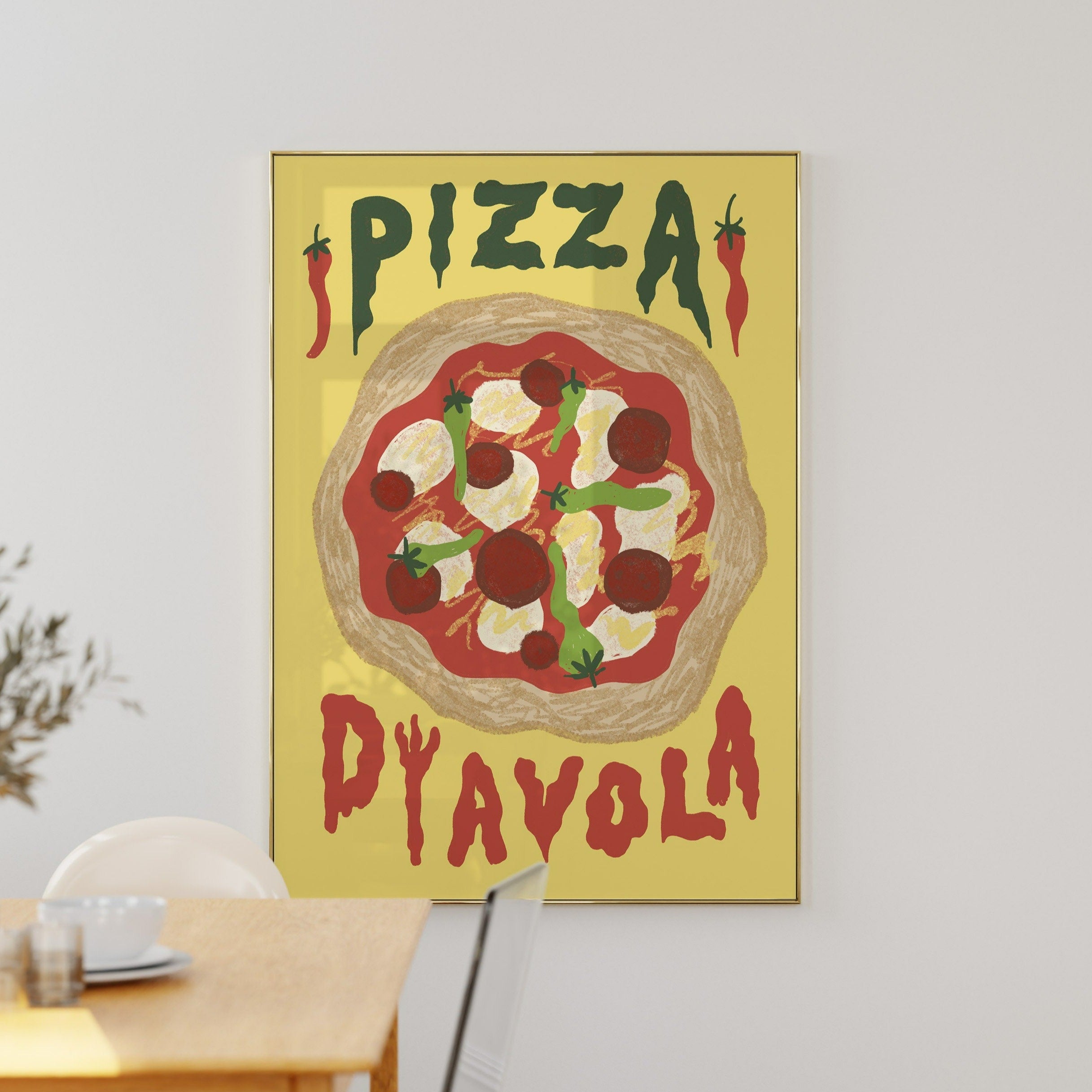 Poster Pizza Diavola moderne Küchendeko