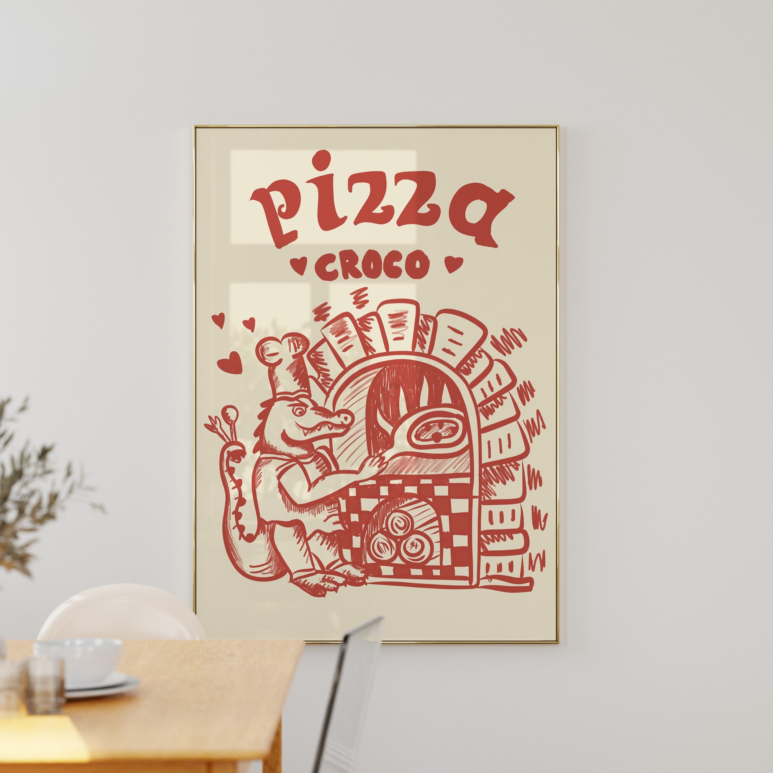 Poster Pizzabäcker Krokodil Pizza Italien