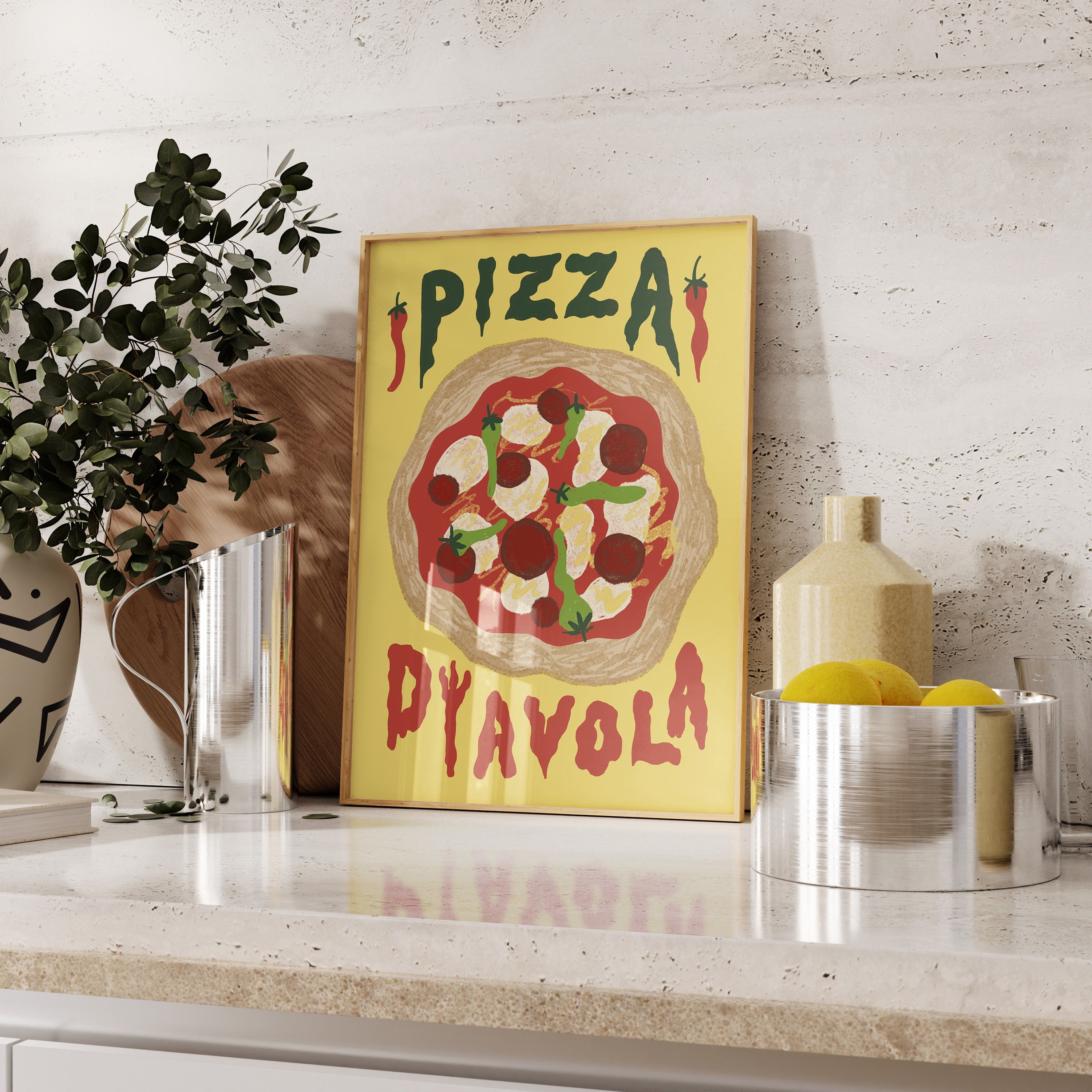Poster Pizza Diavola moderne Küchendeko