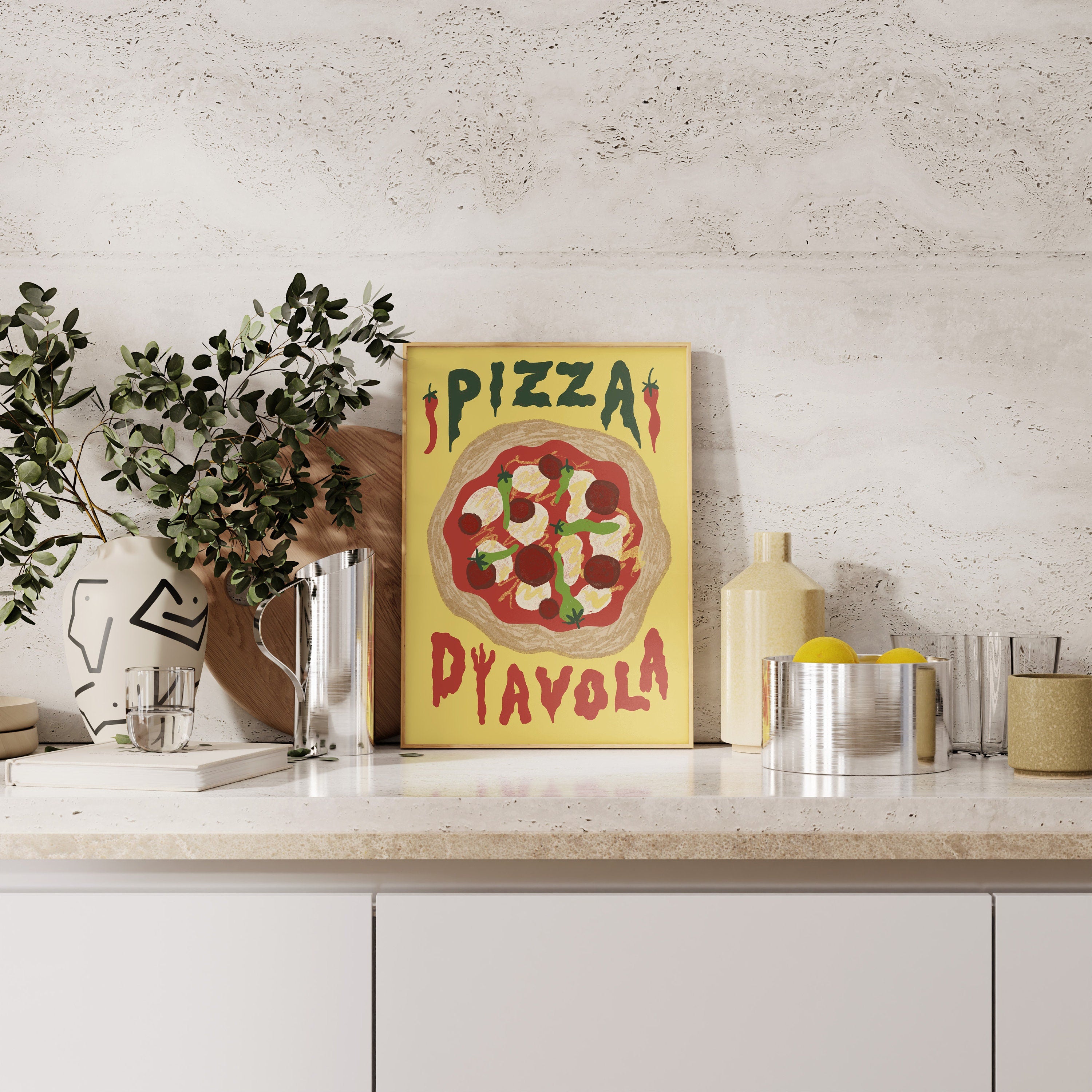 Poster Pizza Diavola moderne Küchendeko