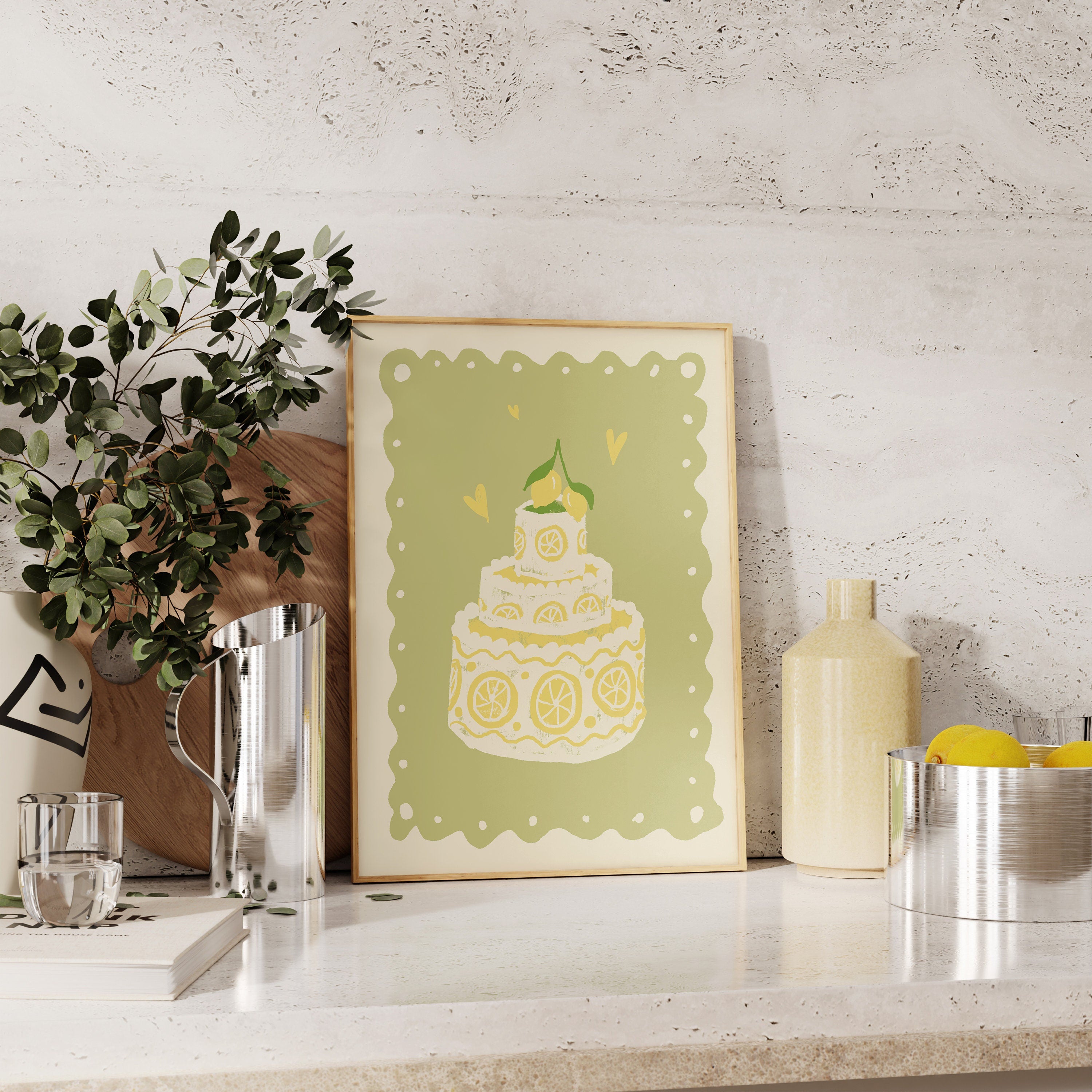 Poster Zitronenkuchen italienische Hochzeitstorte