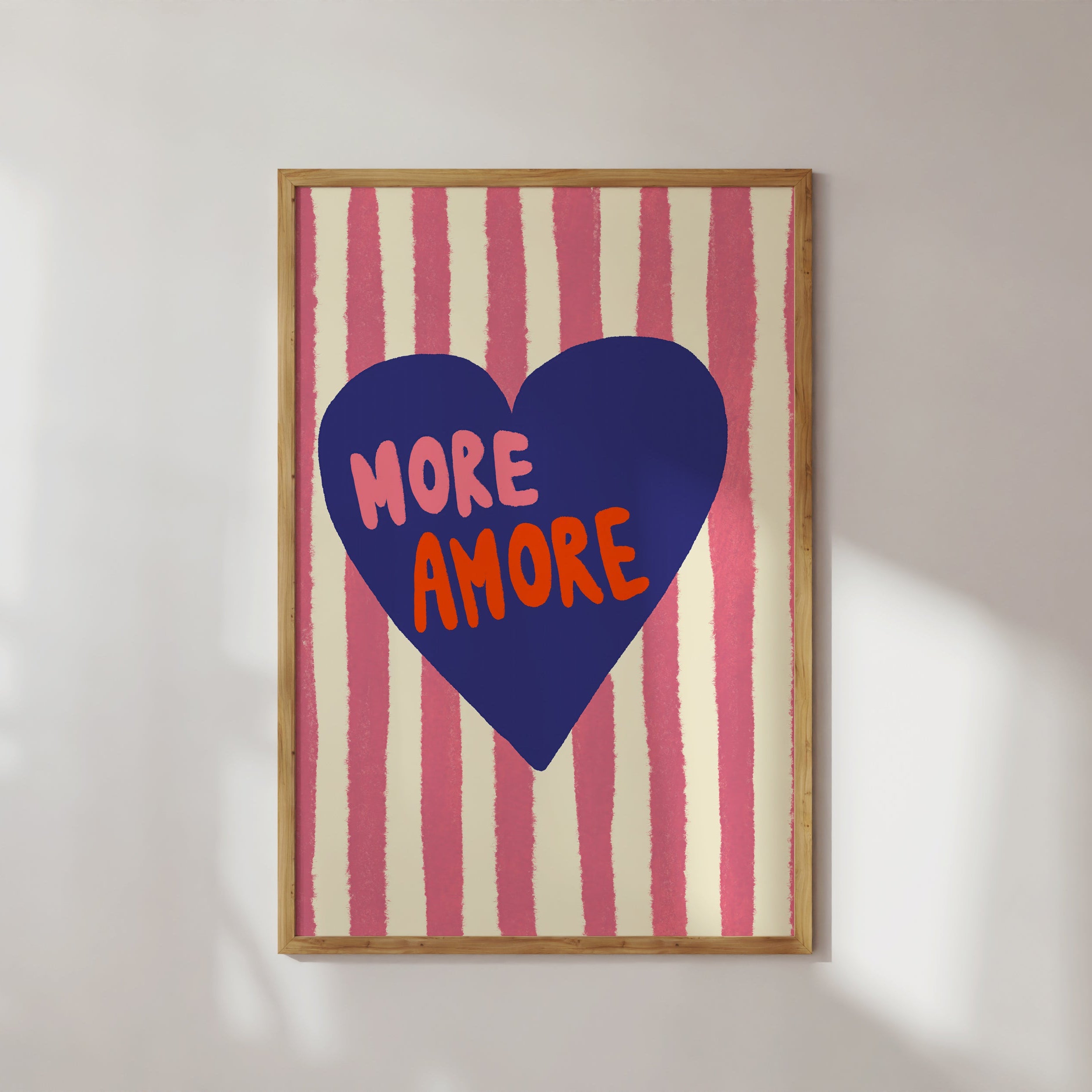 POSTER MORE AMORE PINK BLAU