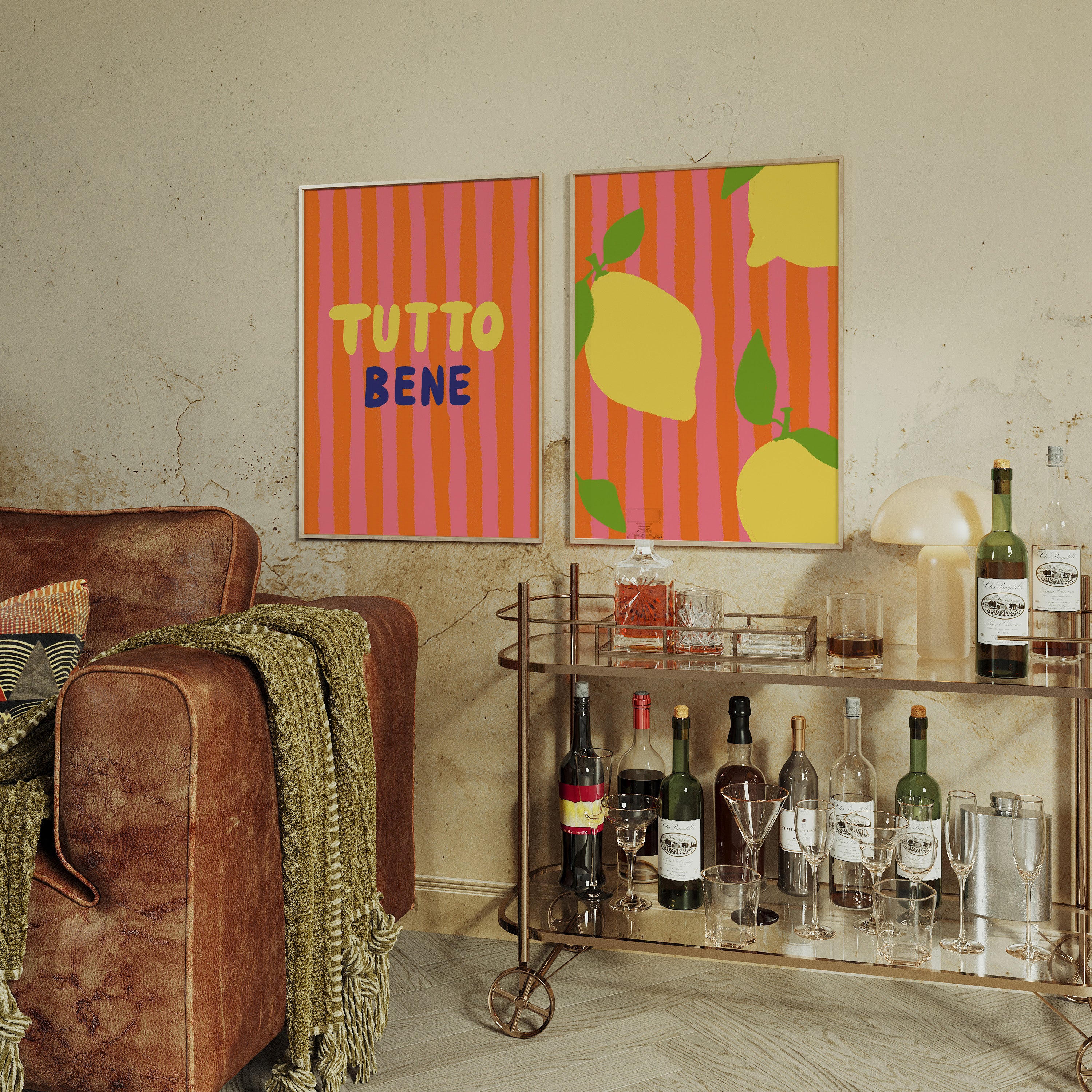POSTER ZITRONEN PINK ORANGE