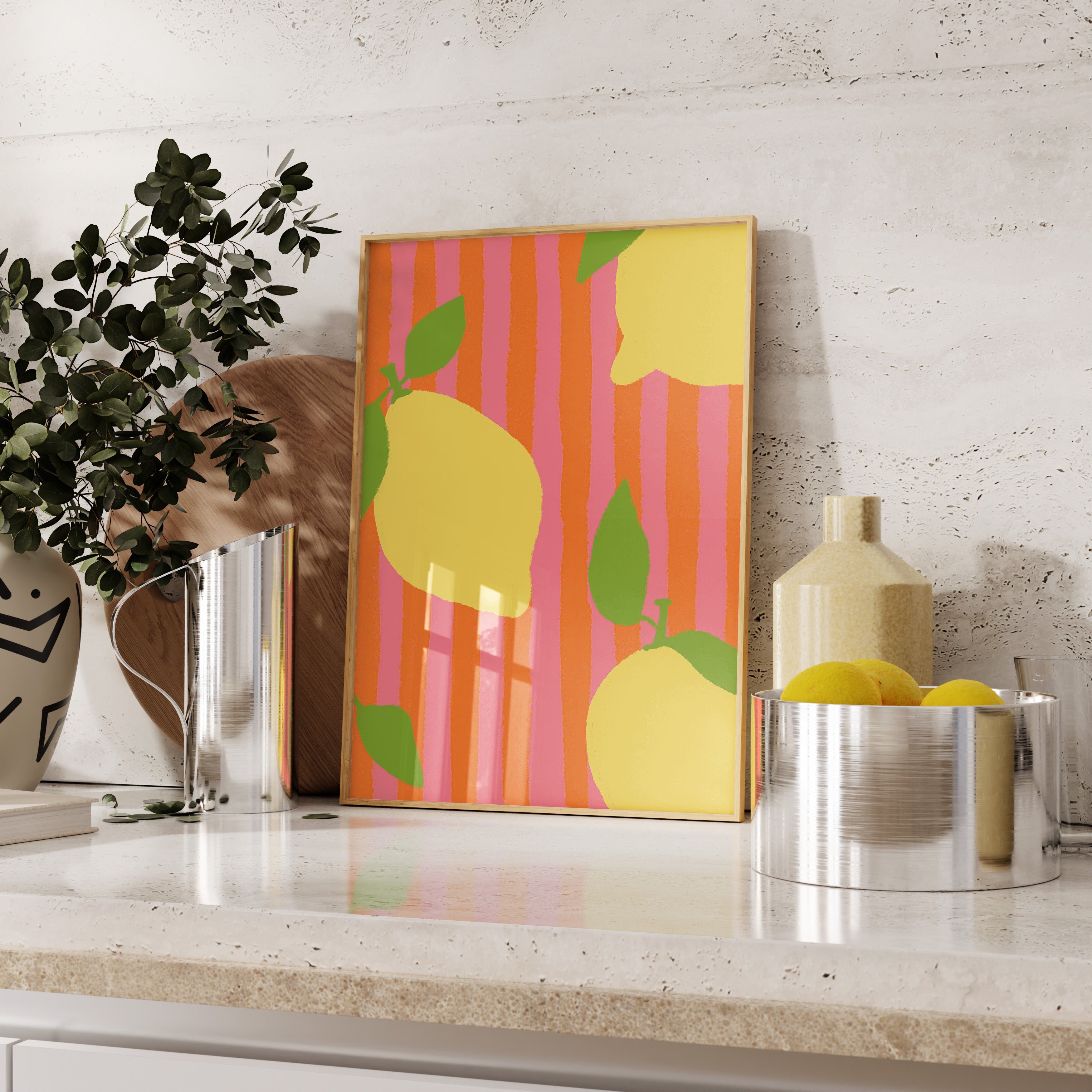 POSTER ZITRONEN PINK ORANGE