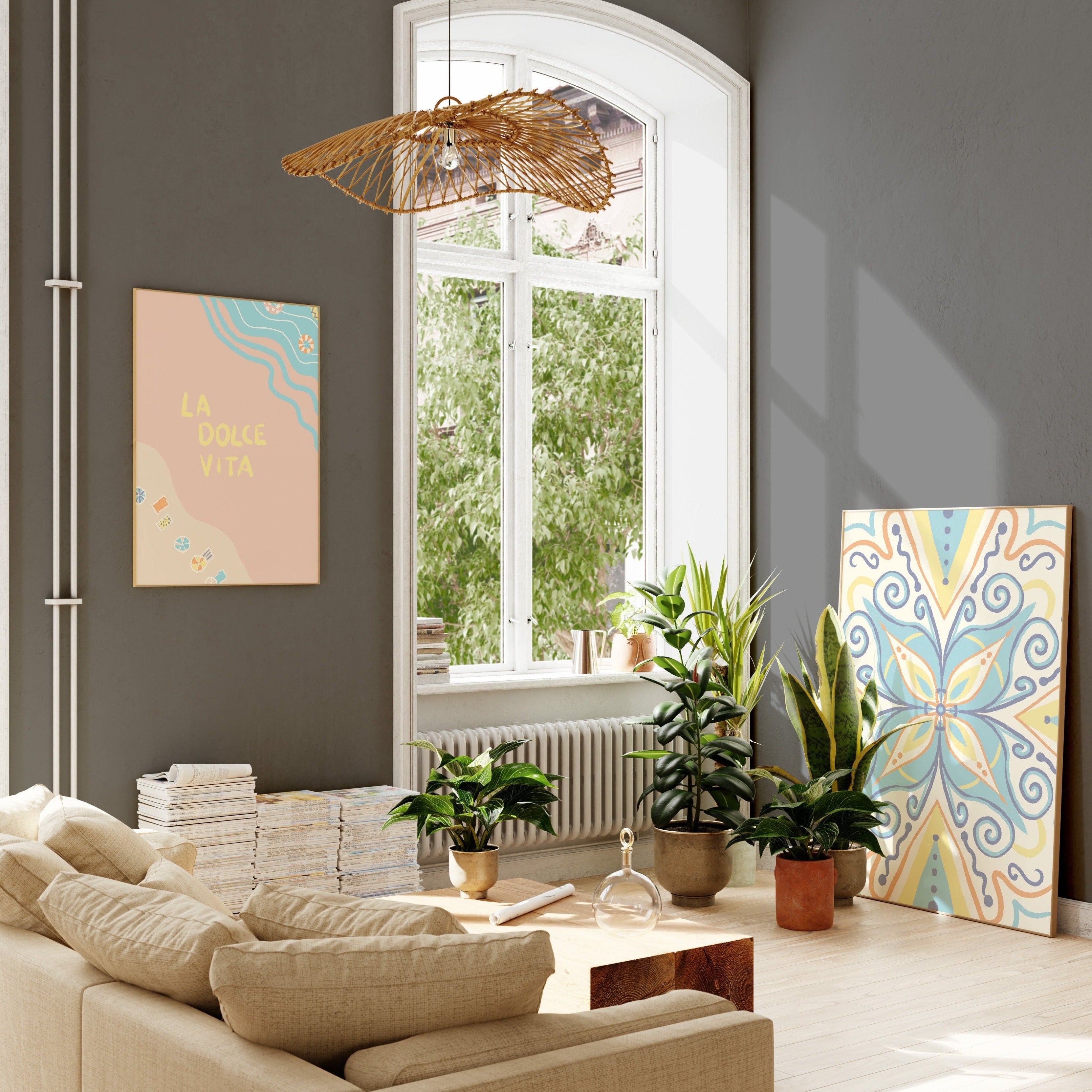 POSTER HELLBLAUES MANDALA