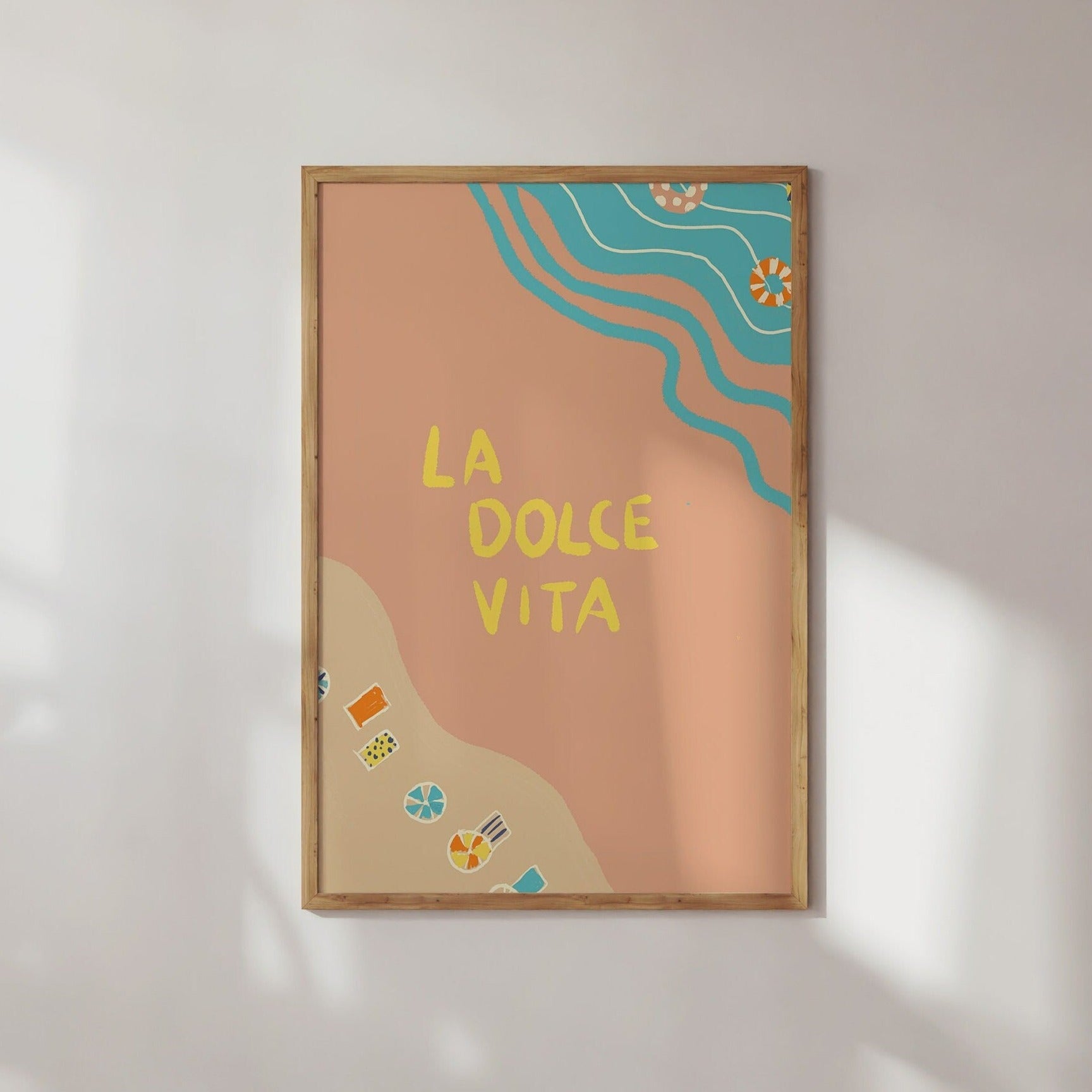 Poster La Dolce Vita  Illustration / Kunstdruck / Zitat / Italien-Zitat / Sommer/ Sommer-Illustration / Typografisches poster / bunt