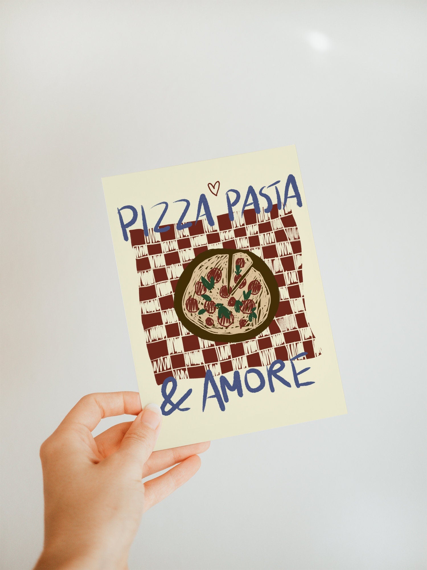 Postkarte Pizza, Pasta & Amore Illustration / Dolce Vita / Italien, Küche, Essen