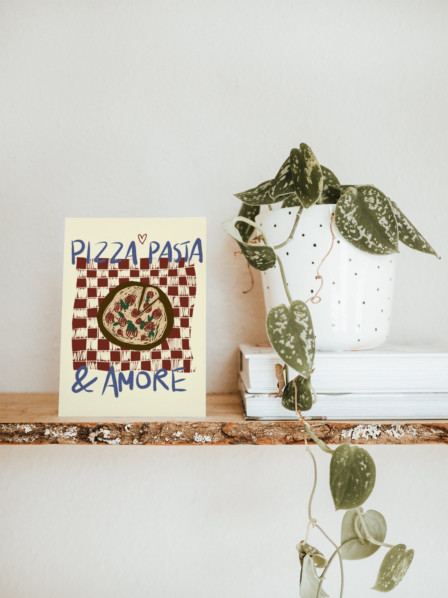 Postkarte Pizza, Pasta & Amore Illustration / Dolce Vita / Italien, Küche, Essen