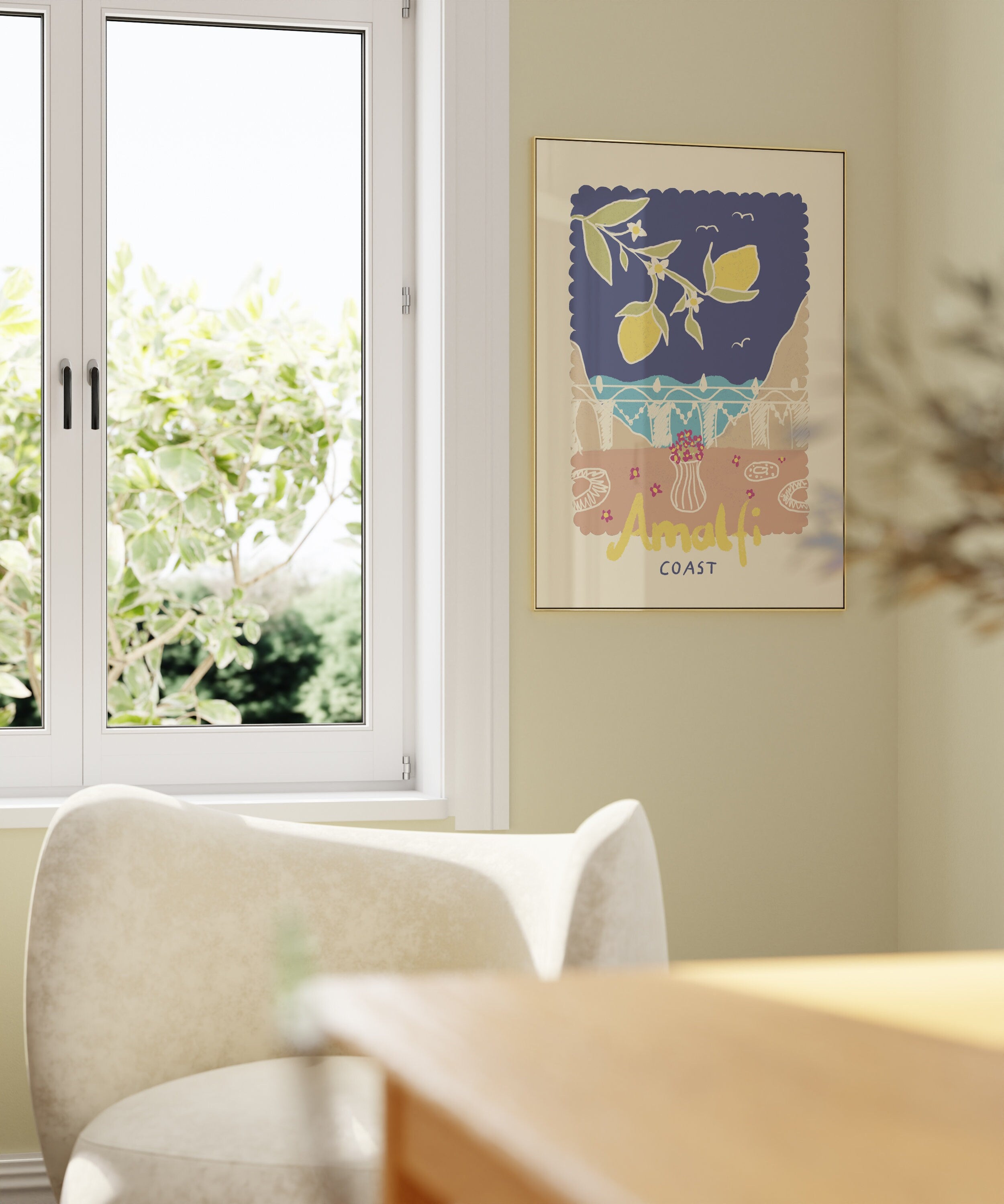 Poster Amalfi Balkon mit Zitronen / Kunstdruck / Dolce Vita / Italien, Urlaub, Essen, Sommer
